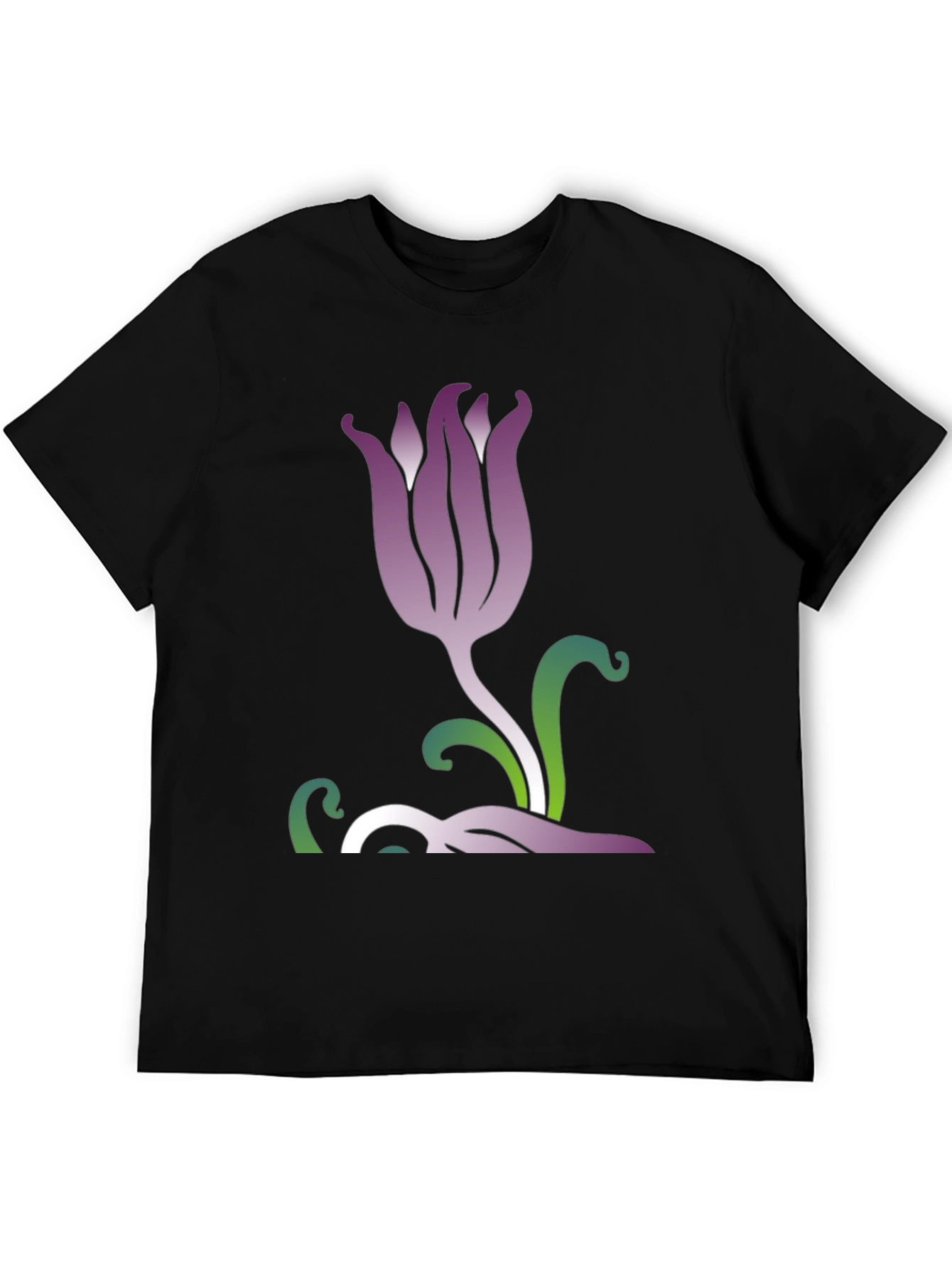 Stylish Floral Graphic Tee - Black Cotton Blend