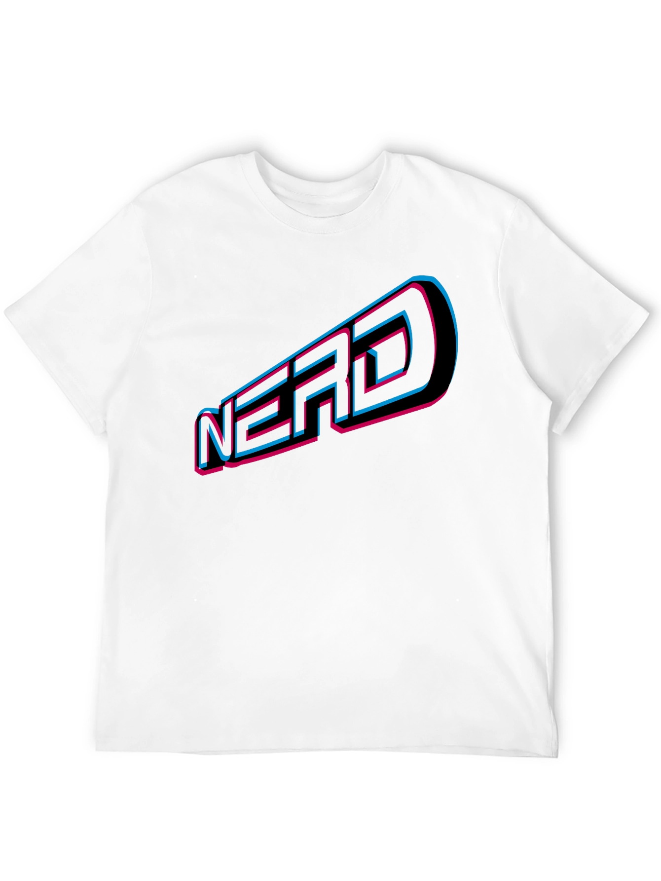 Nerd Graphic Tee - Retro 3D Design Black T-Shirt