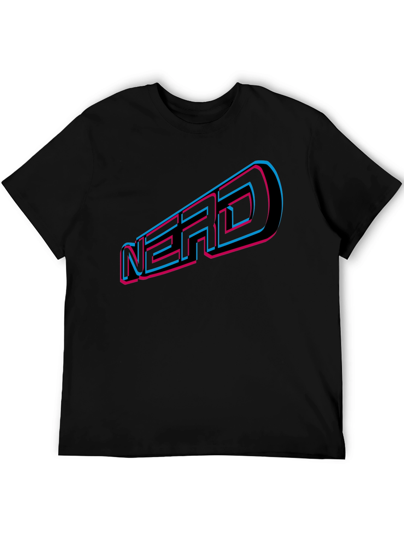 Nerd Graphic Tee - Retro 3D Design Black T-Shirt