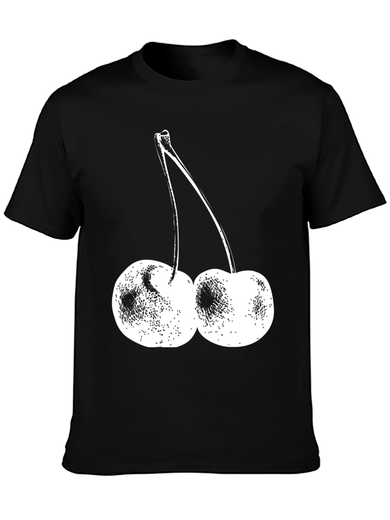 Black T-Shirt with Cherry Print