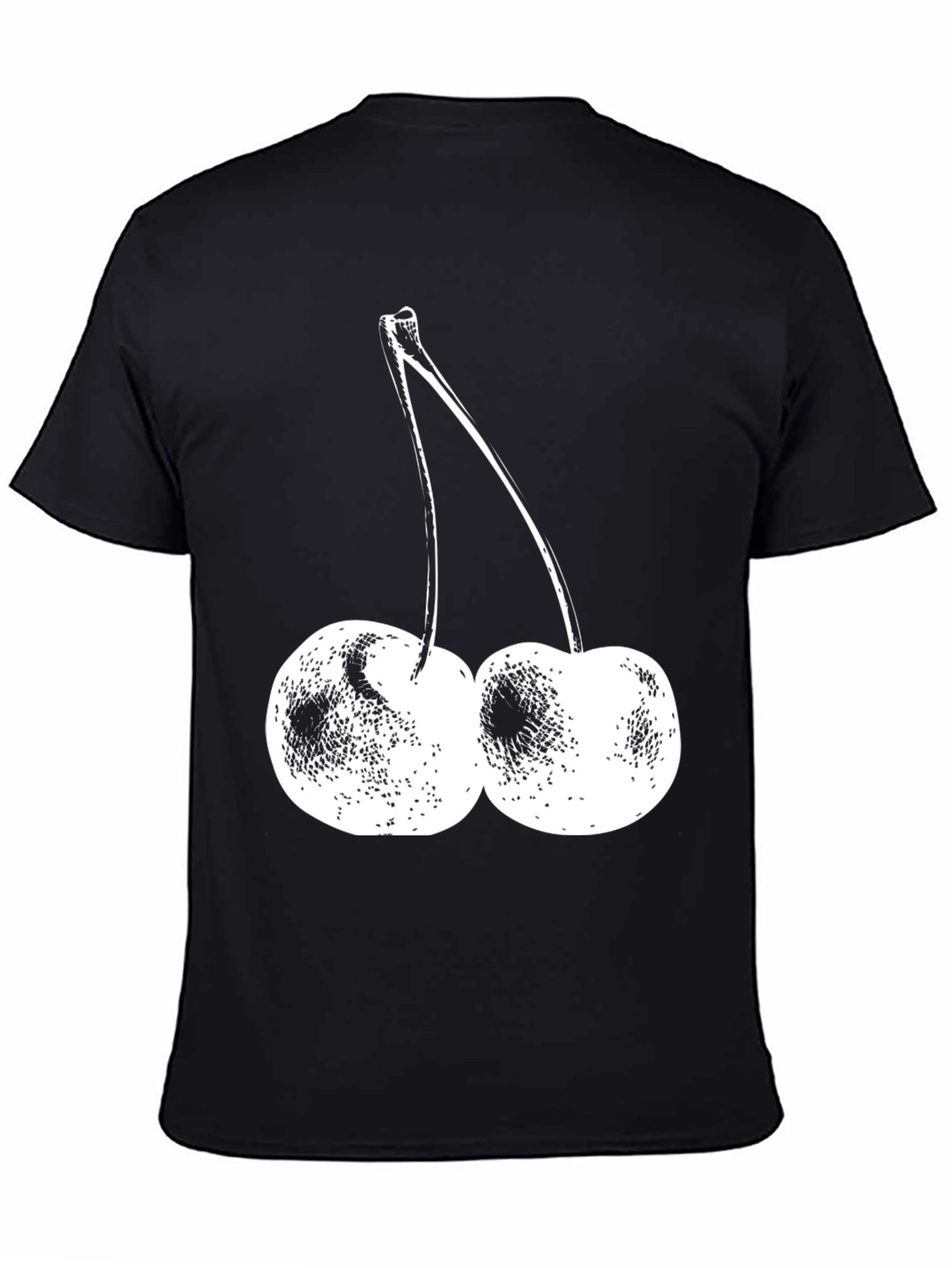 Black T-Shirt with Cherry Print