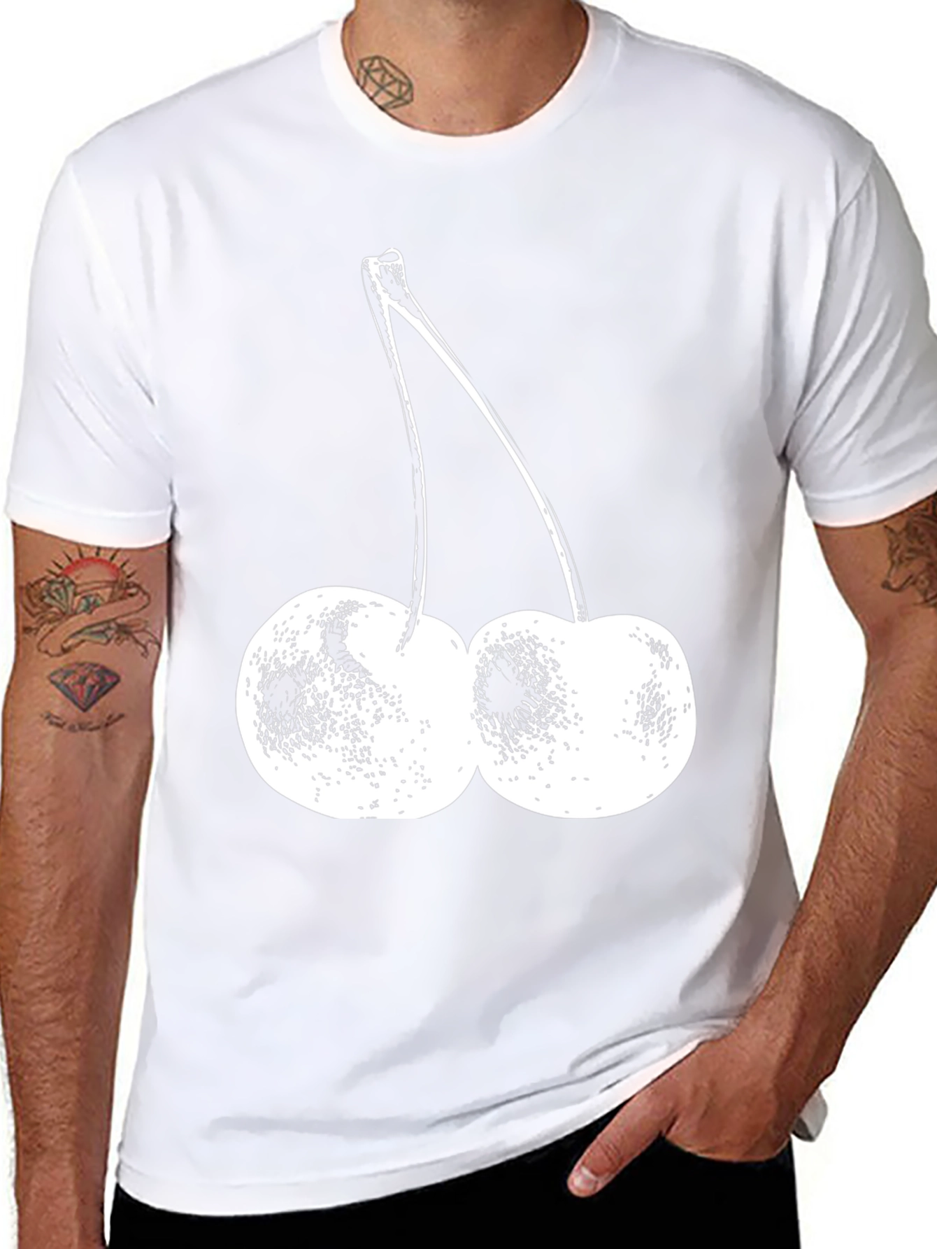 Black T-Shirt with Cherry Print
