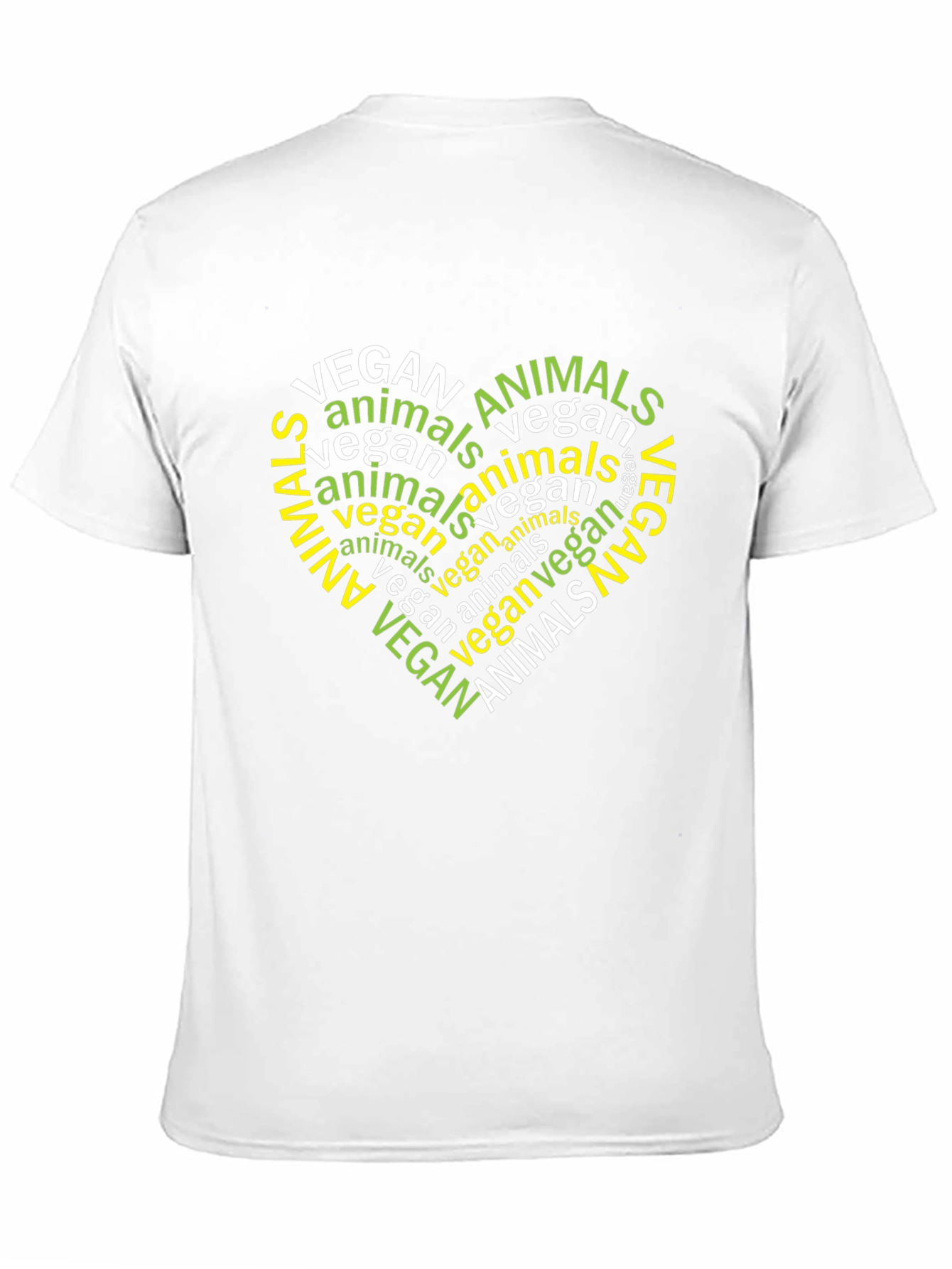 Vegan Animals Word Art Heart Black T-Shirt