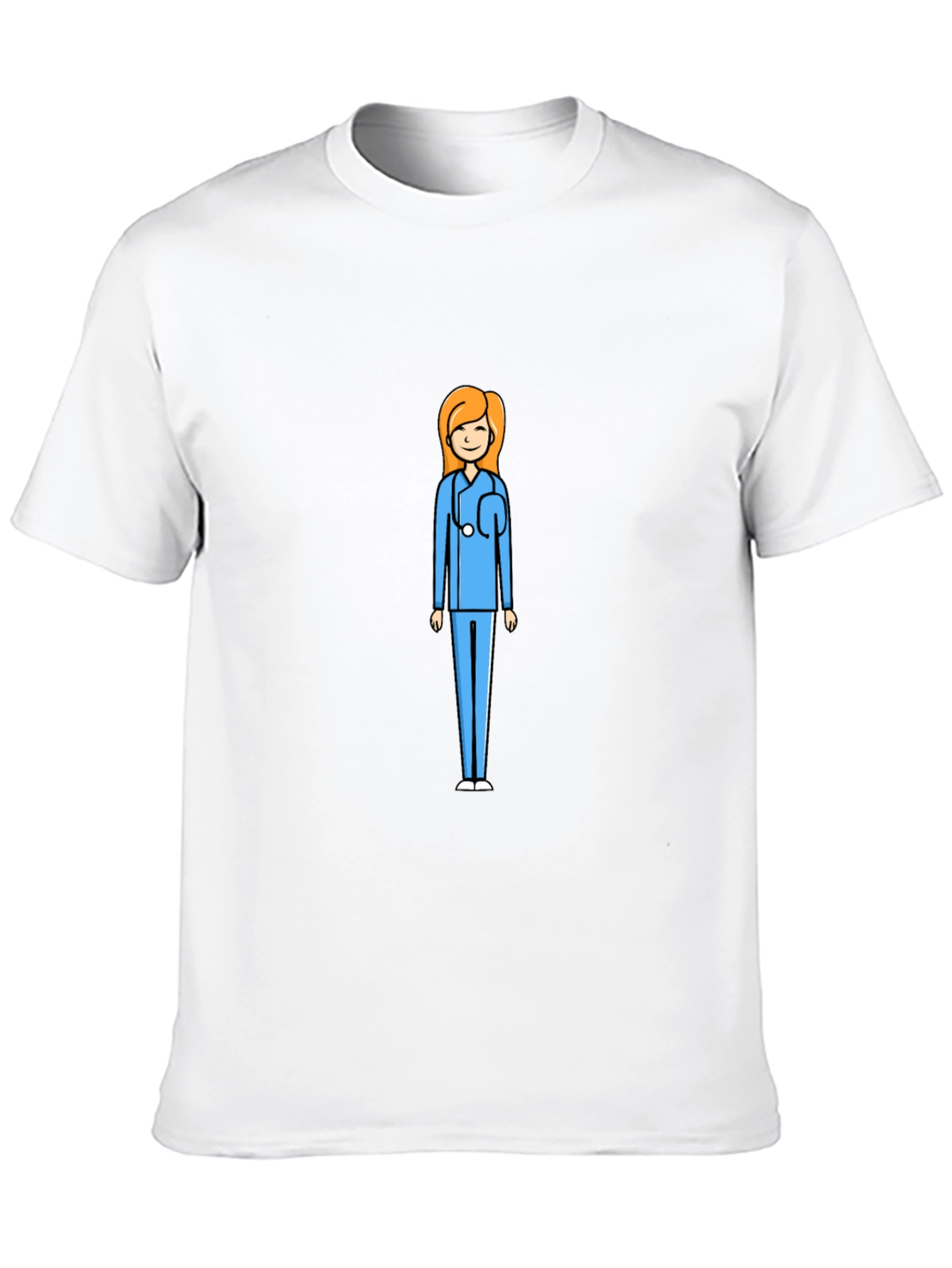 Cartoon Nurse Graphic Black T-Shirt