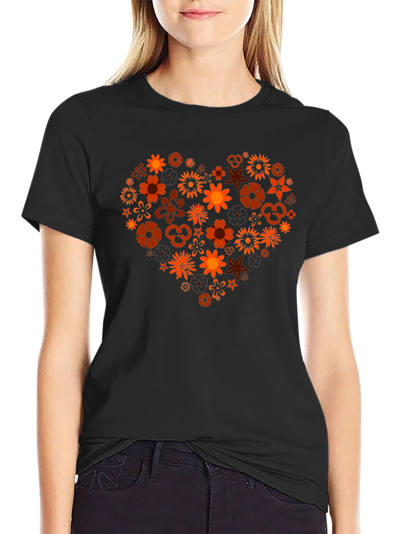 Floral Heart Graphic T-Shirt - Stylish Mens Tee