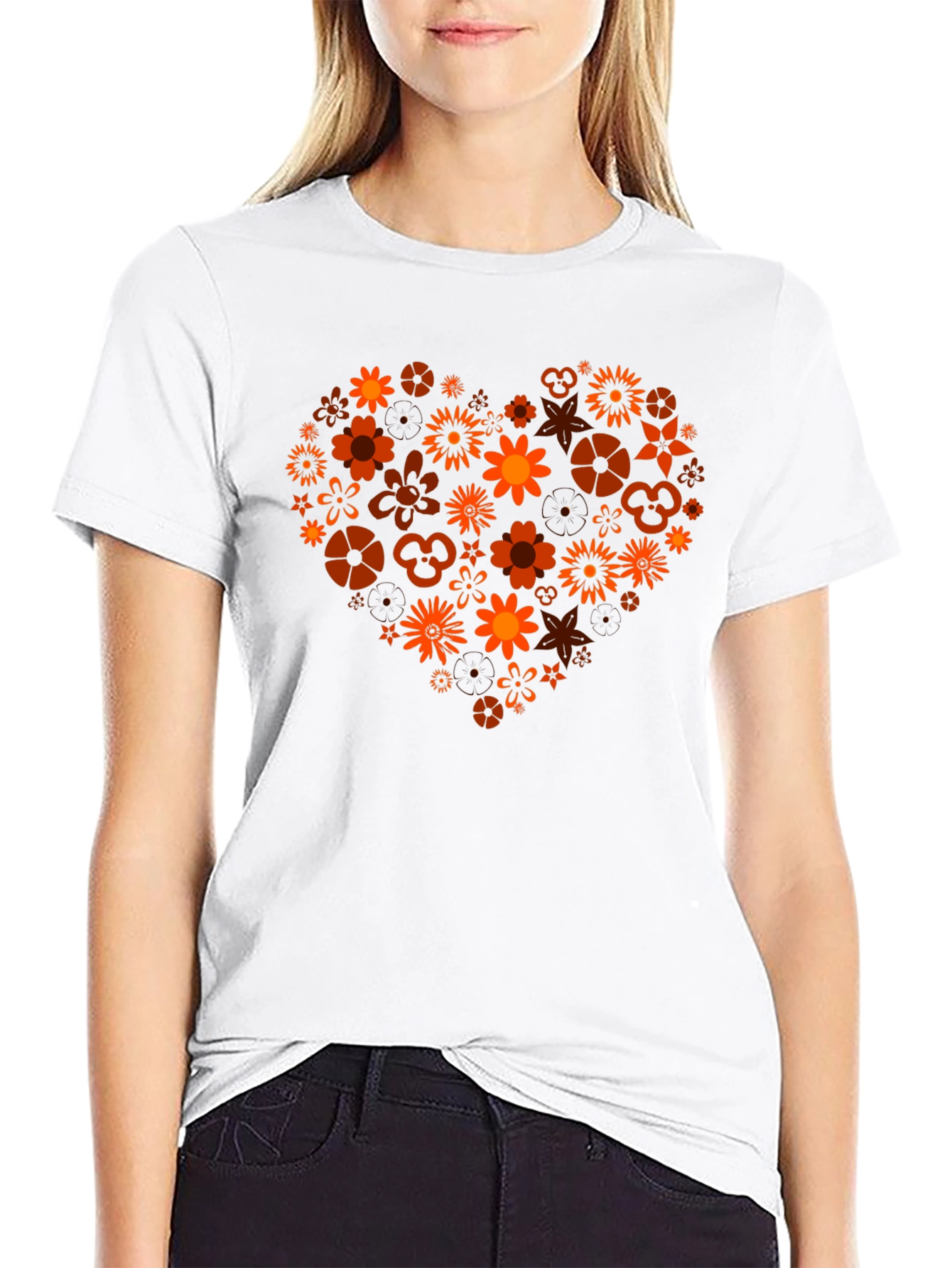 Floral Heart Graphic T-Shirt - Stylish Mens Tee