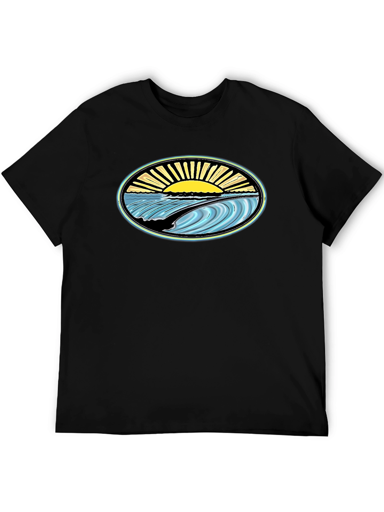Surfs Up Graphic Tee - Black Cotton T-Shirt