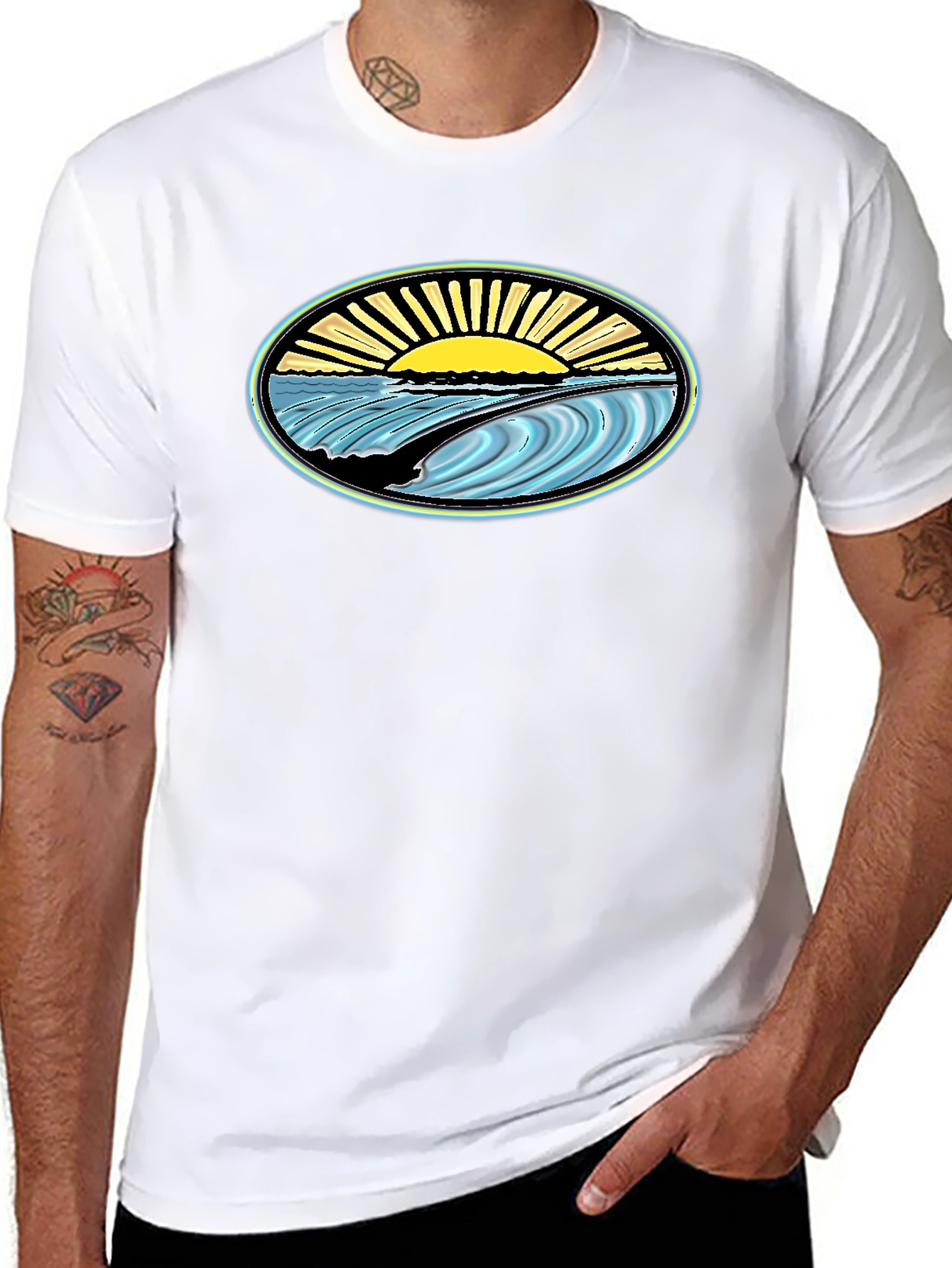 Surfs Up Graphic Tee - Black Cotton T-Shirt