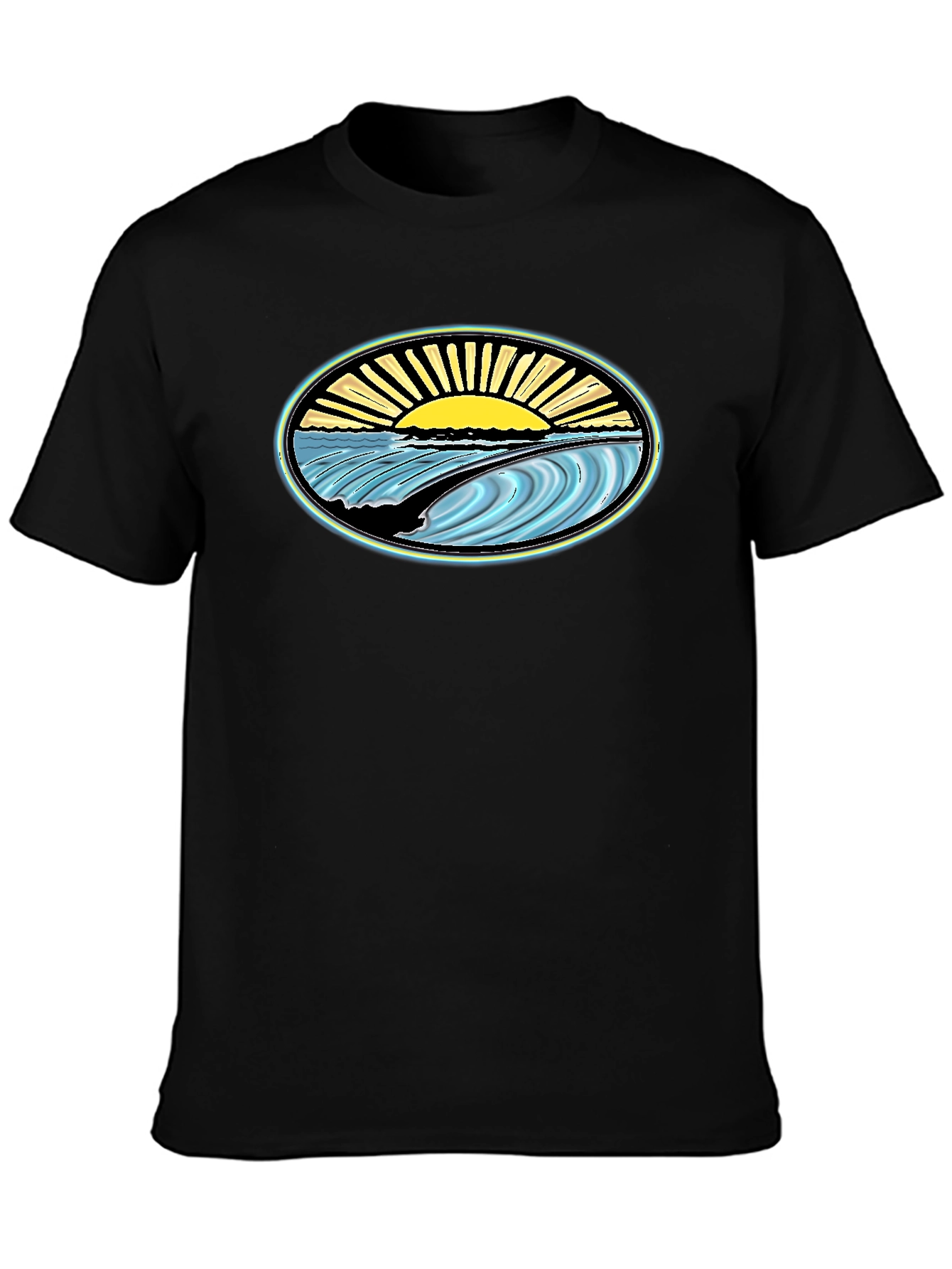 Surfs Up Graphic Tee - Black Cotton T-Shirt
