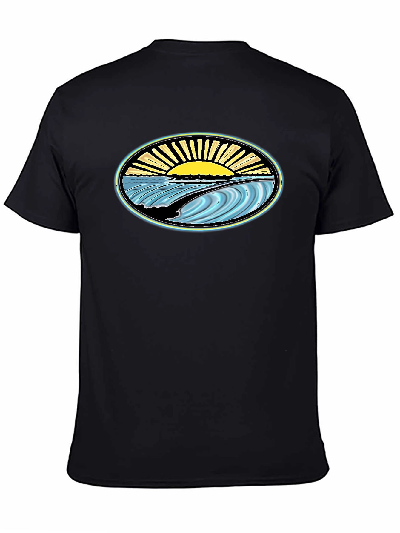 Surfs Up Graphic Tee - Black Cotton T-Shirt