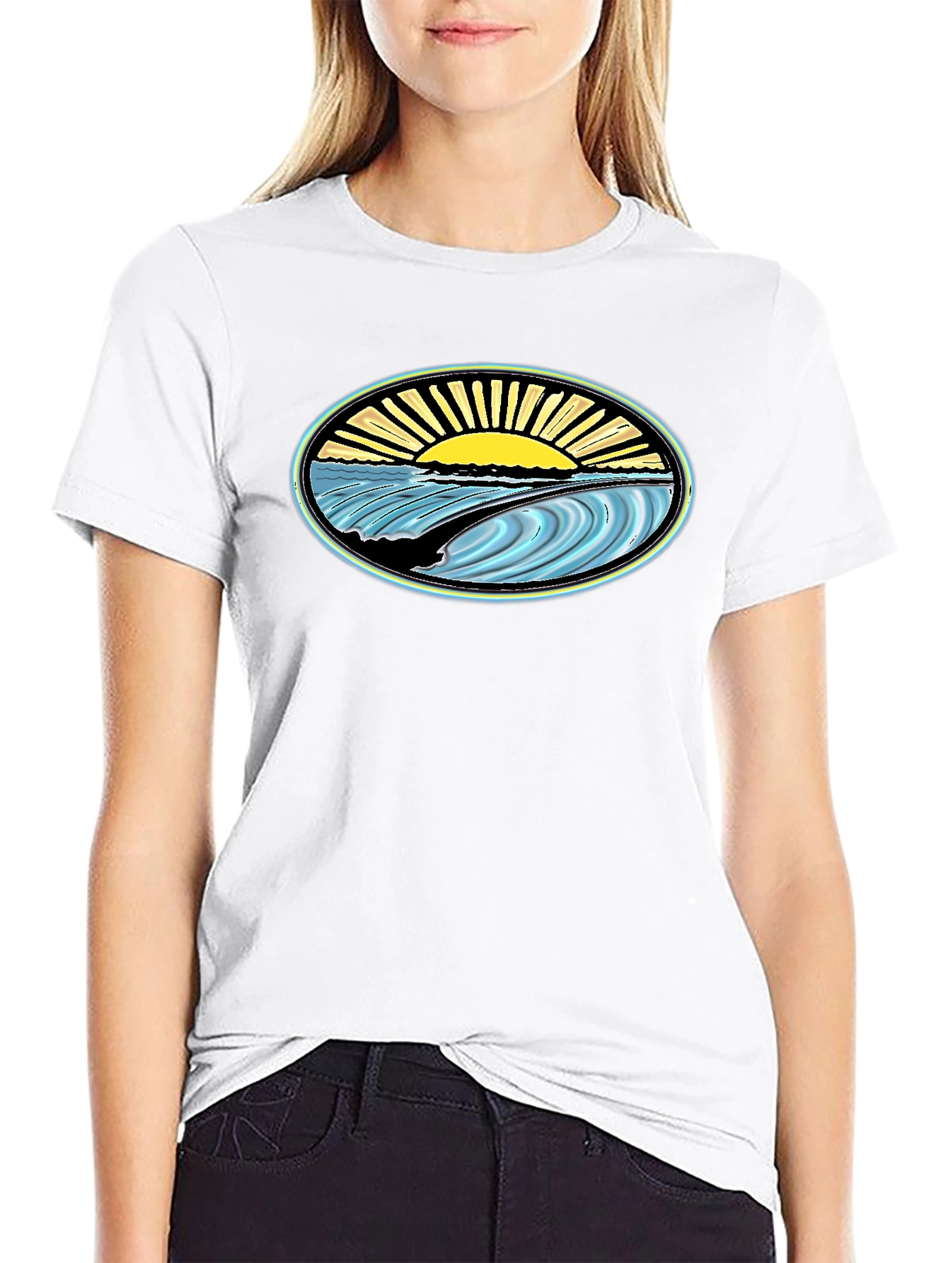 Surfs Up Graphic Tee - Black Cotton T-Shirt