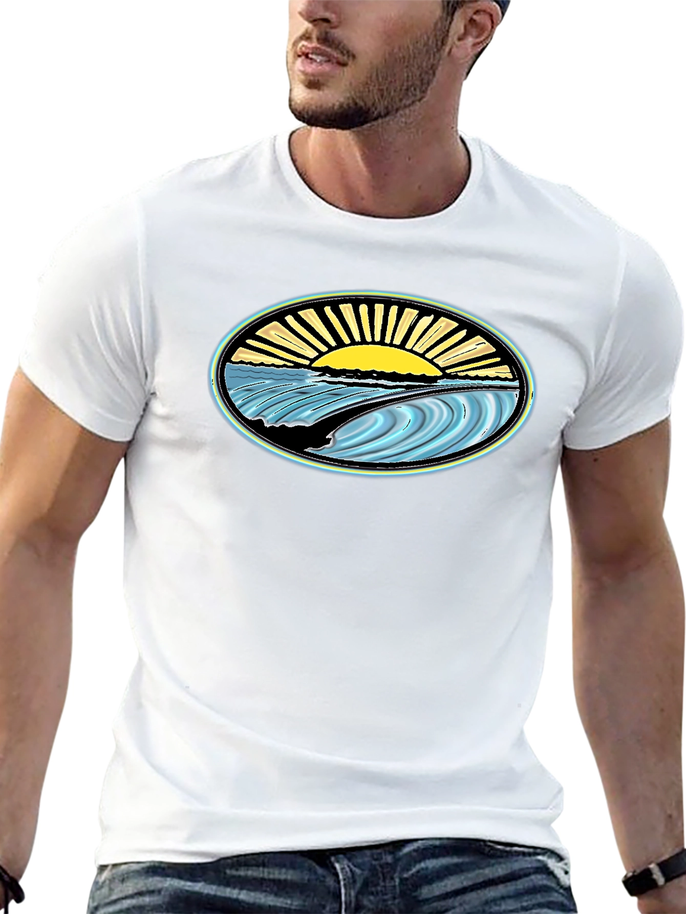 Surfs Up Graphic Tee - Black Cotton T-Shirt