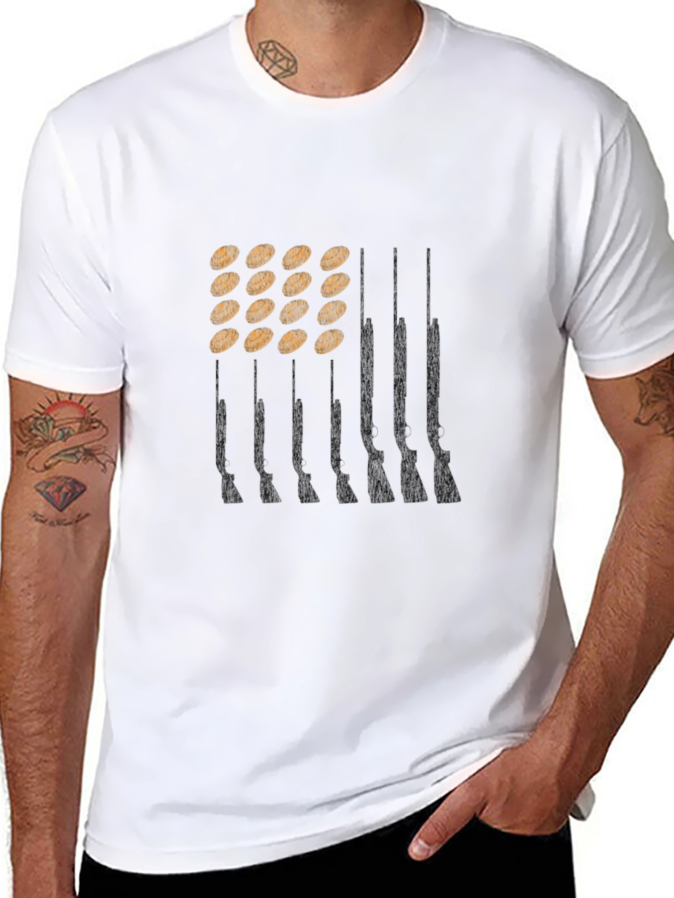 American Flag Guns T-Shirt - Mens Black Graphic Tee