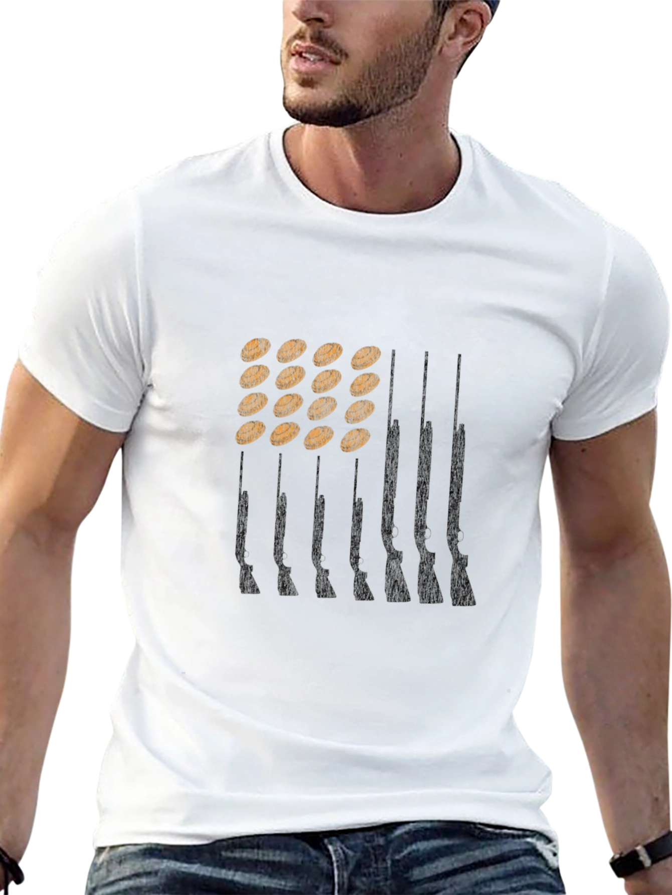 American Flag Guns T-Shirt - Mens Black Graphic Tee