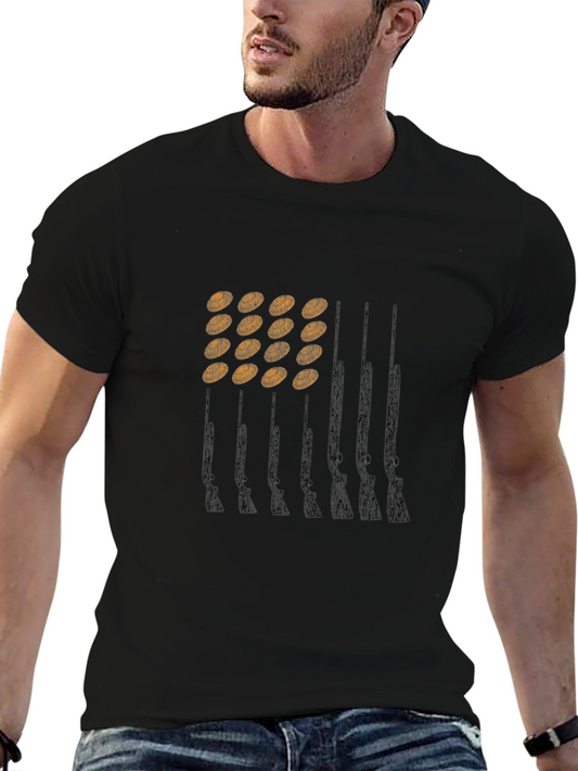 American Flag Guns T-Shirt - Mens Black Graphic Tee
