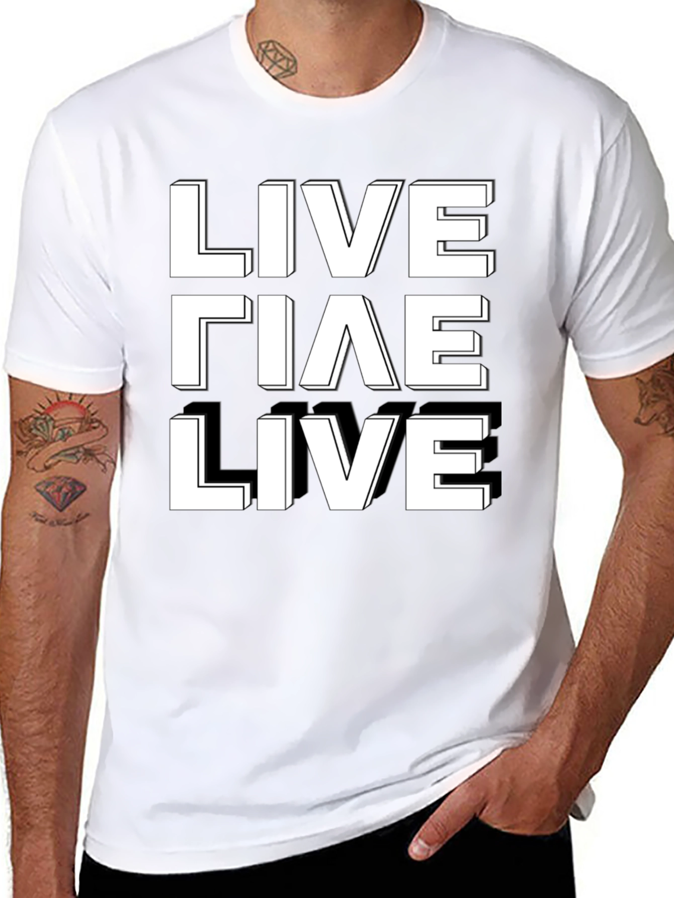 Live Laugh Live Graphic Tee - Black Cotton T-Shirt