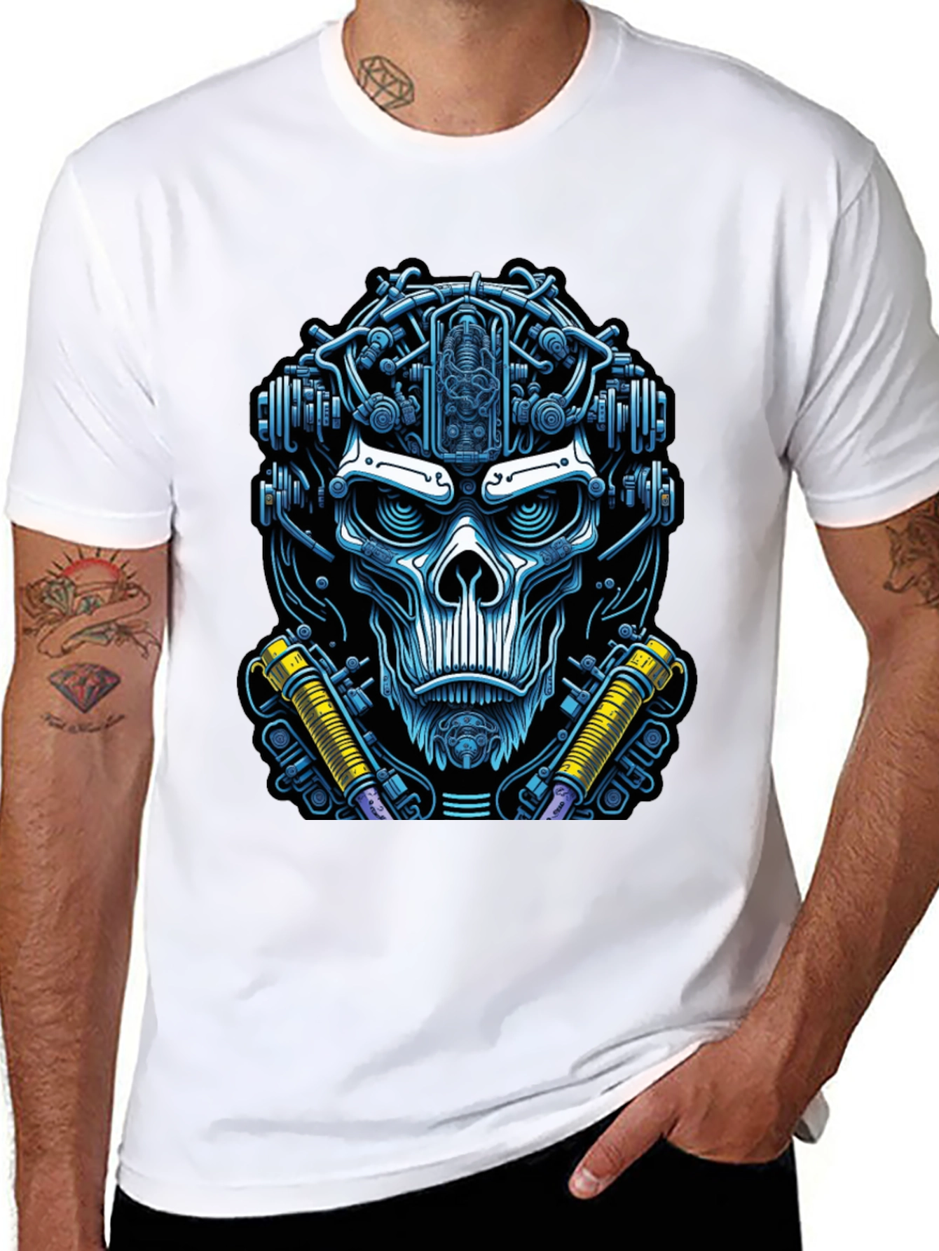 Cyberpunk Skull Graphic Tee - Edgy Techwear Fashion
