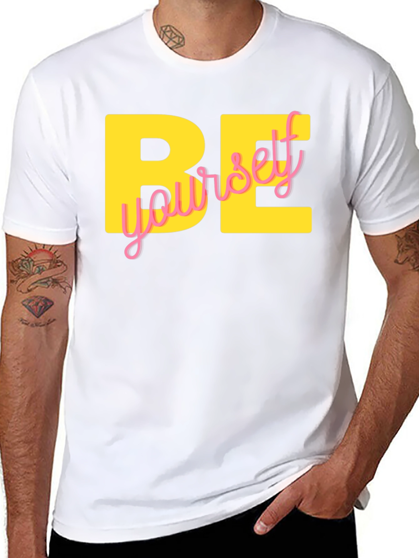 Be Yourself Graphic Tee - Black Cotton Blend