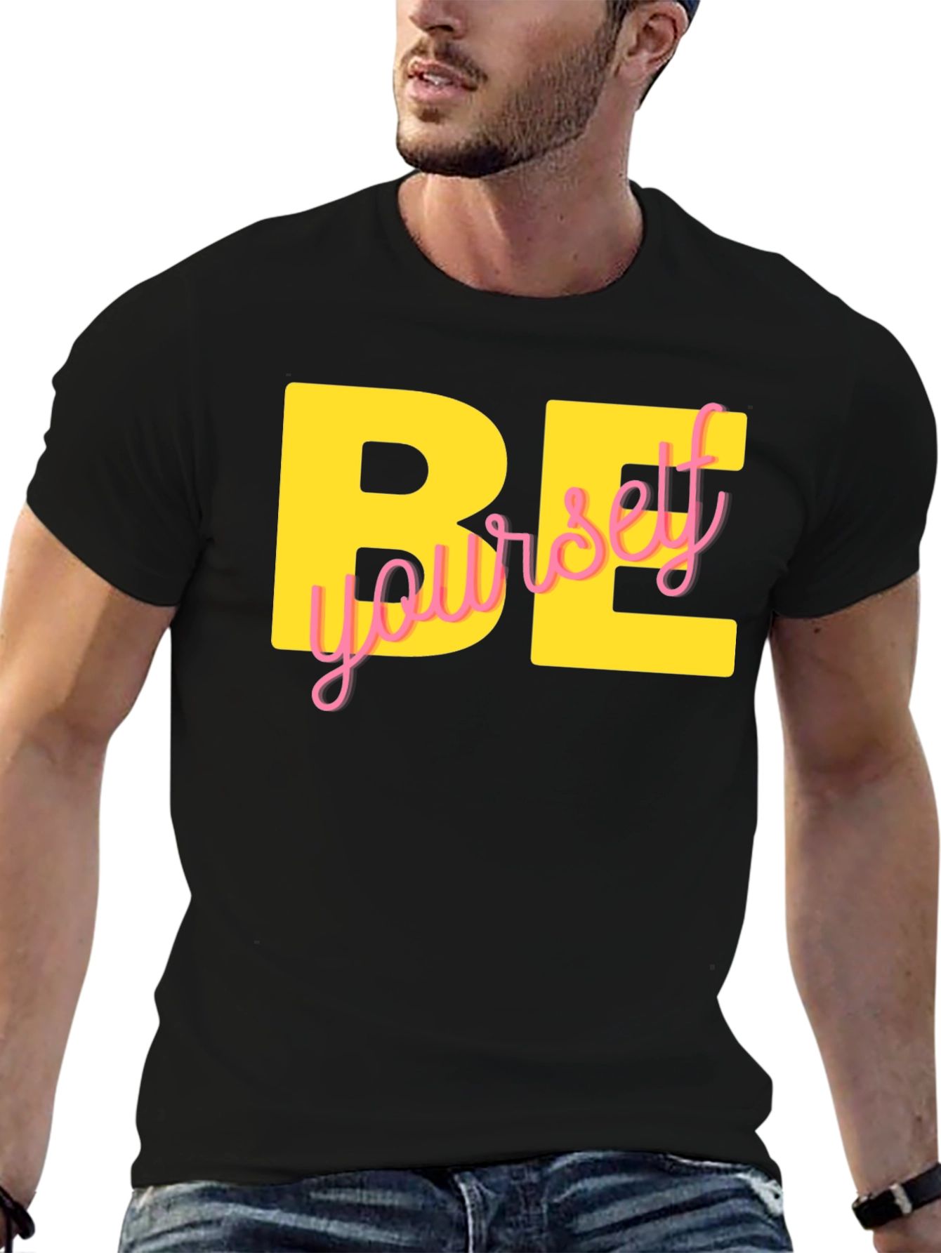 Be Yourself Graphic Tee - Black Cotton Blend