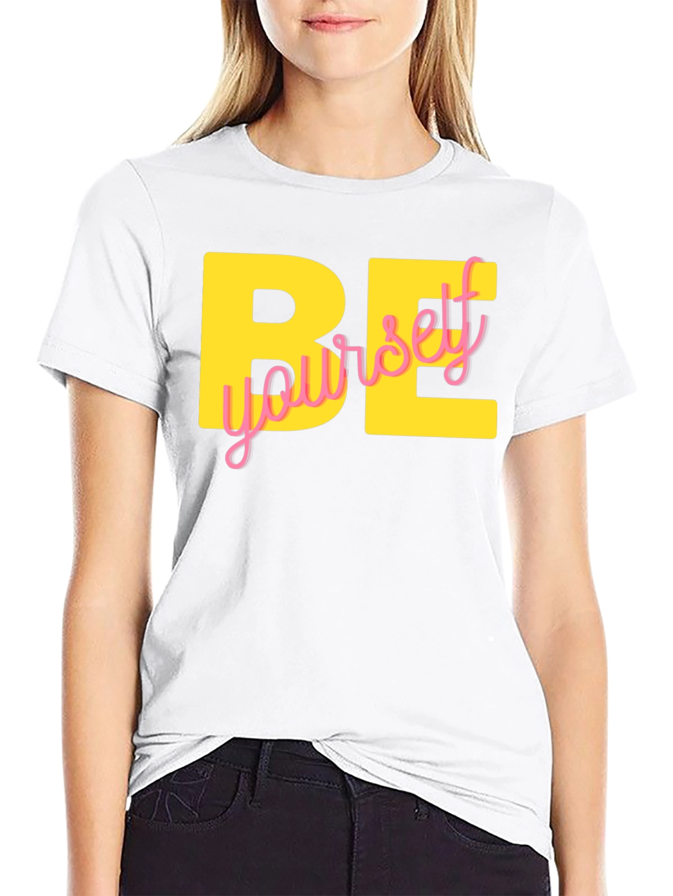 Be Yourself Graphic Tee - Black Cotton Blend