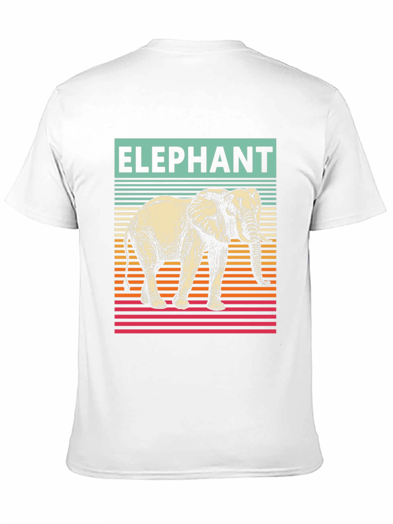 Elephant Graphic T-Shirt - Striped Retro Design