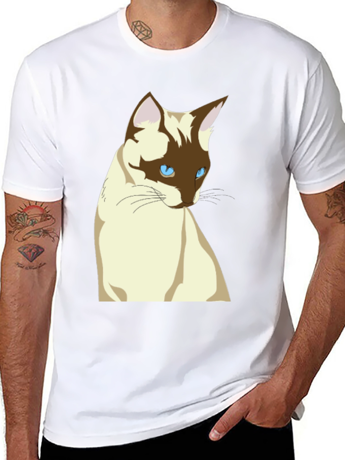 Siamese Cat Graphic T-Shirt - Unisex Black Tee