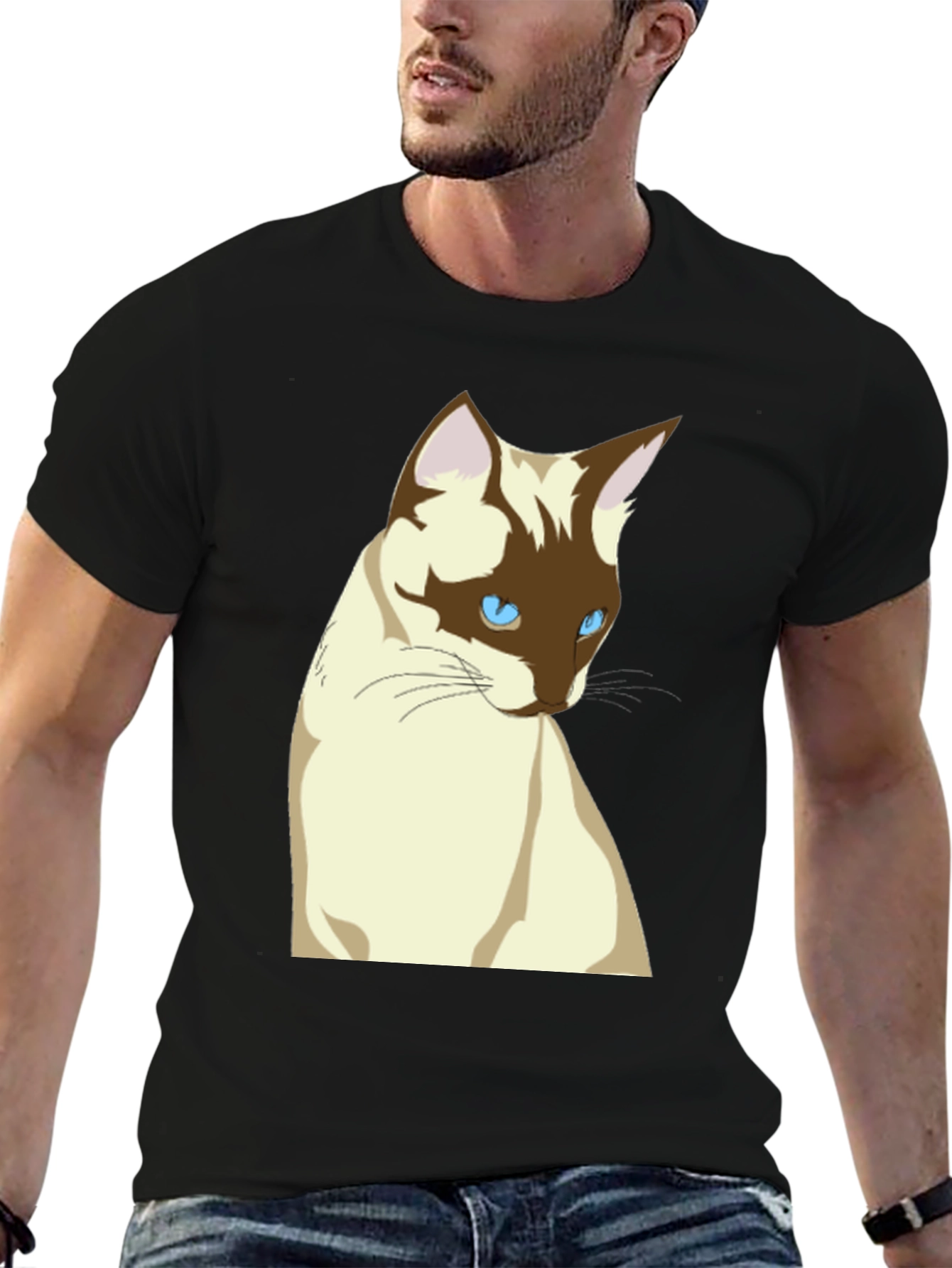 Siamese Cat Graphic T-Shirt - Unisex Black Tee