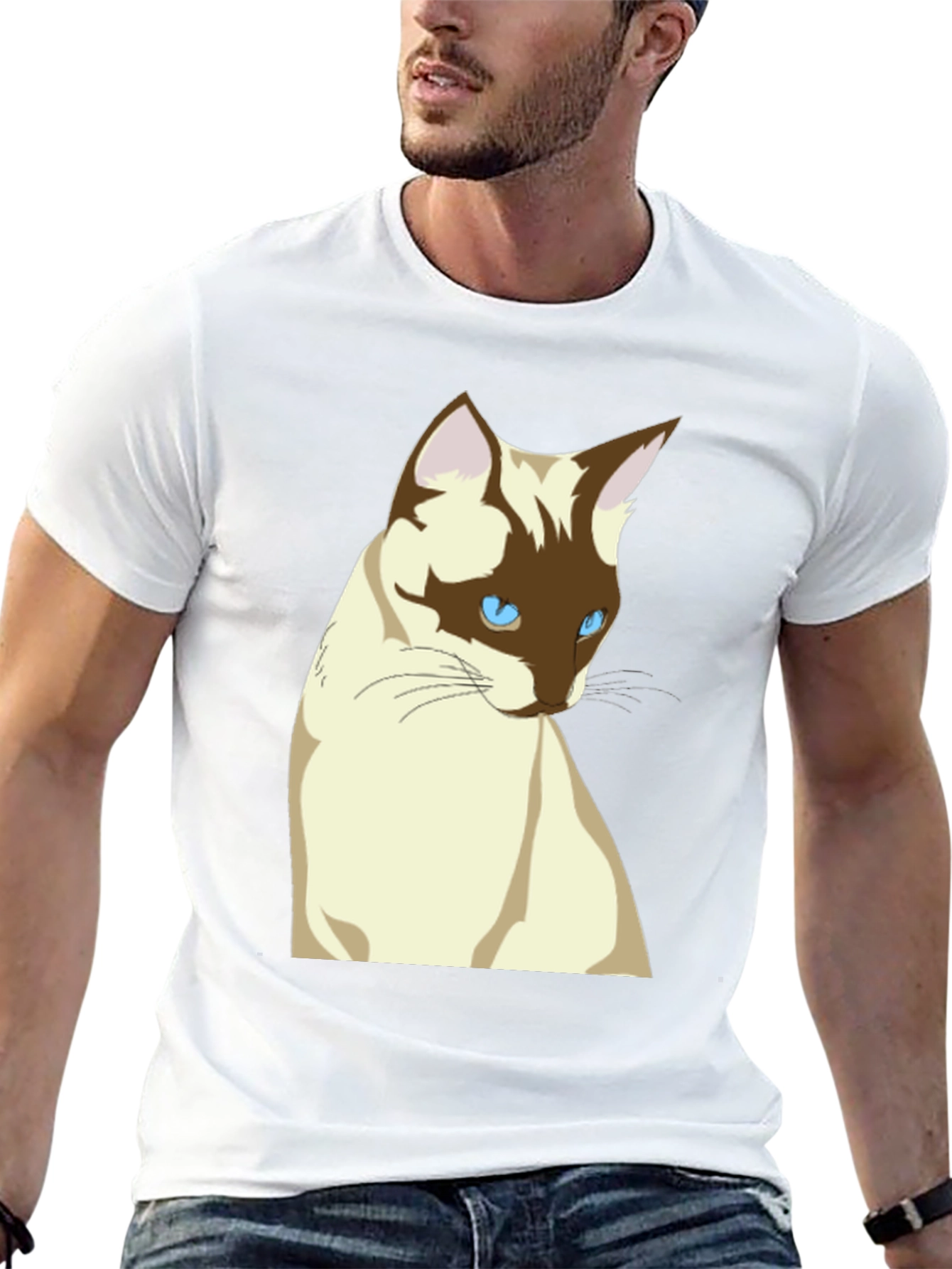 Siamese Cat Graphic T-Shirt - Unisex Black Tee