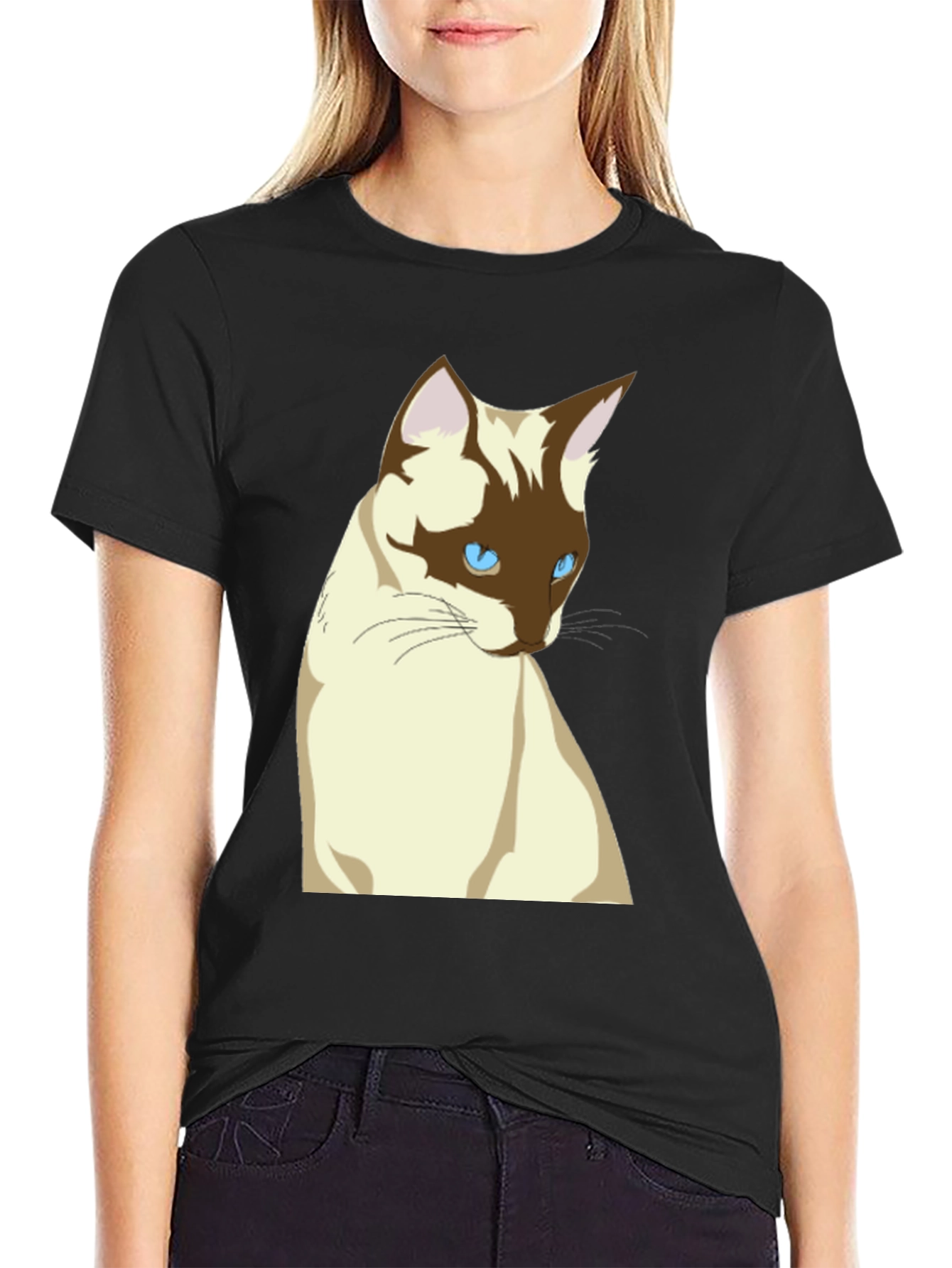 Siamese Cat Graphic T-Shirt - Unisex Black Tee