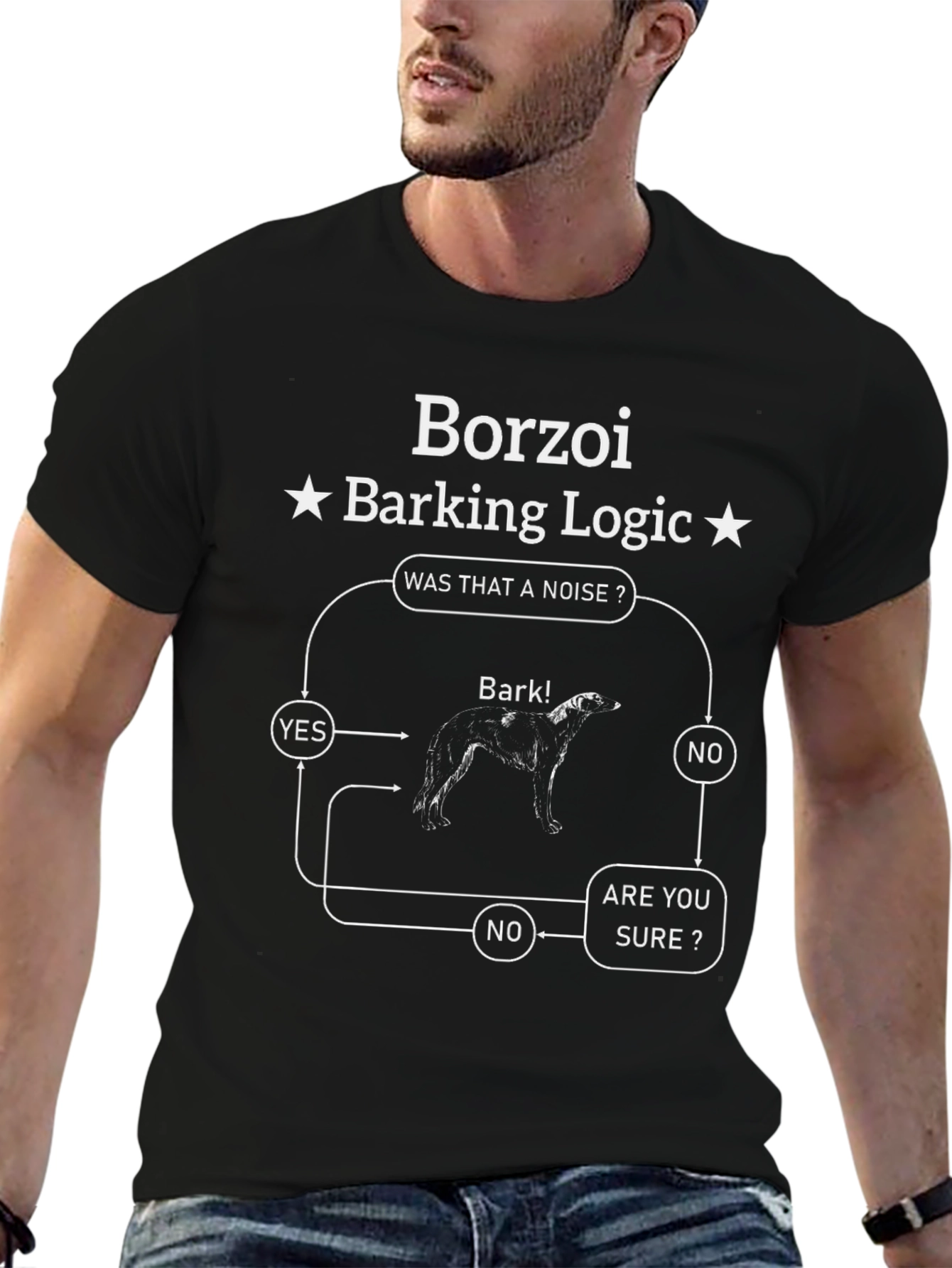 Borzoi Barking Logic T-Shirt Funny Dog Tee