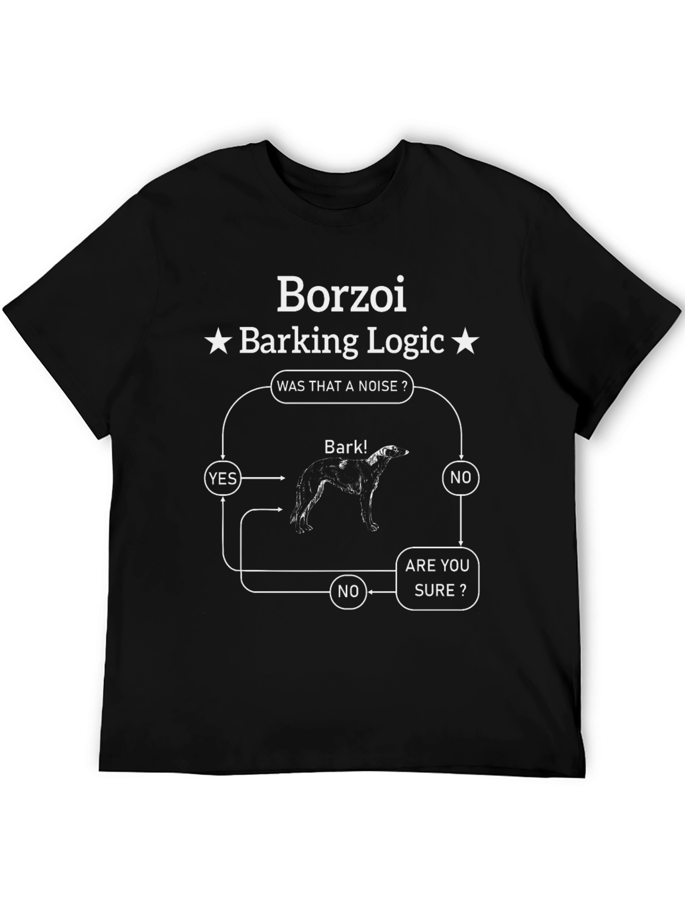 Borzoi Barking Logic T-Shirt Funny Dog Tee