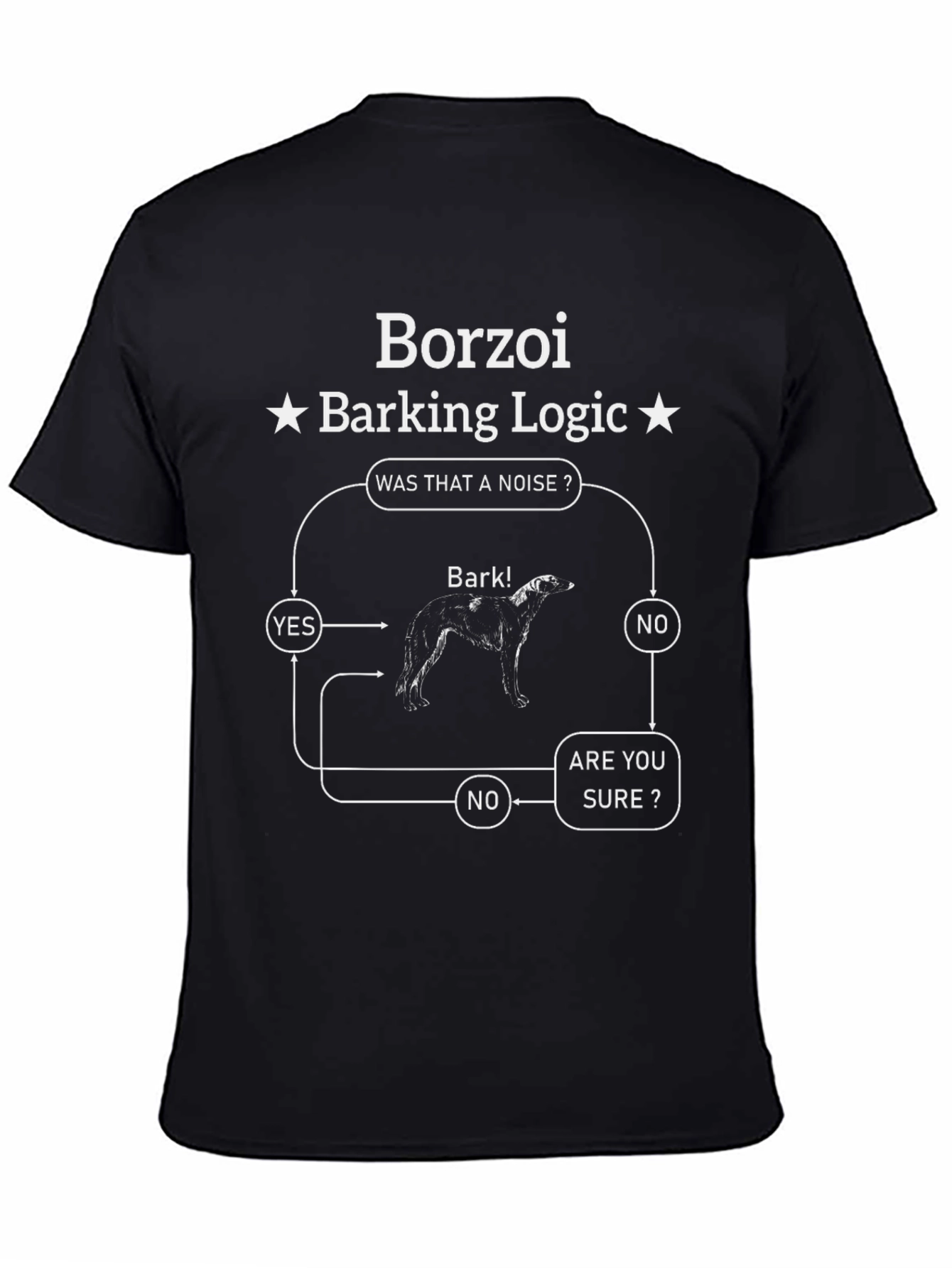 Borzoi Barking Logic T-Shirt Funny Dog Tee
