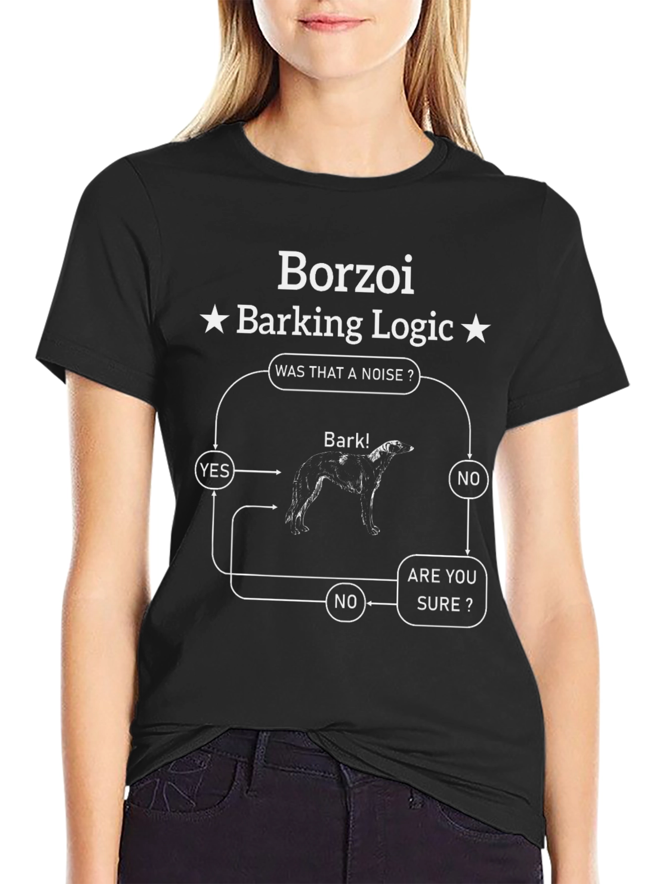 Borzoi Barking Logic T-Shirt Funny Dog Tee