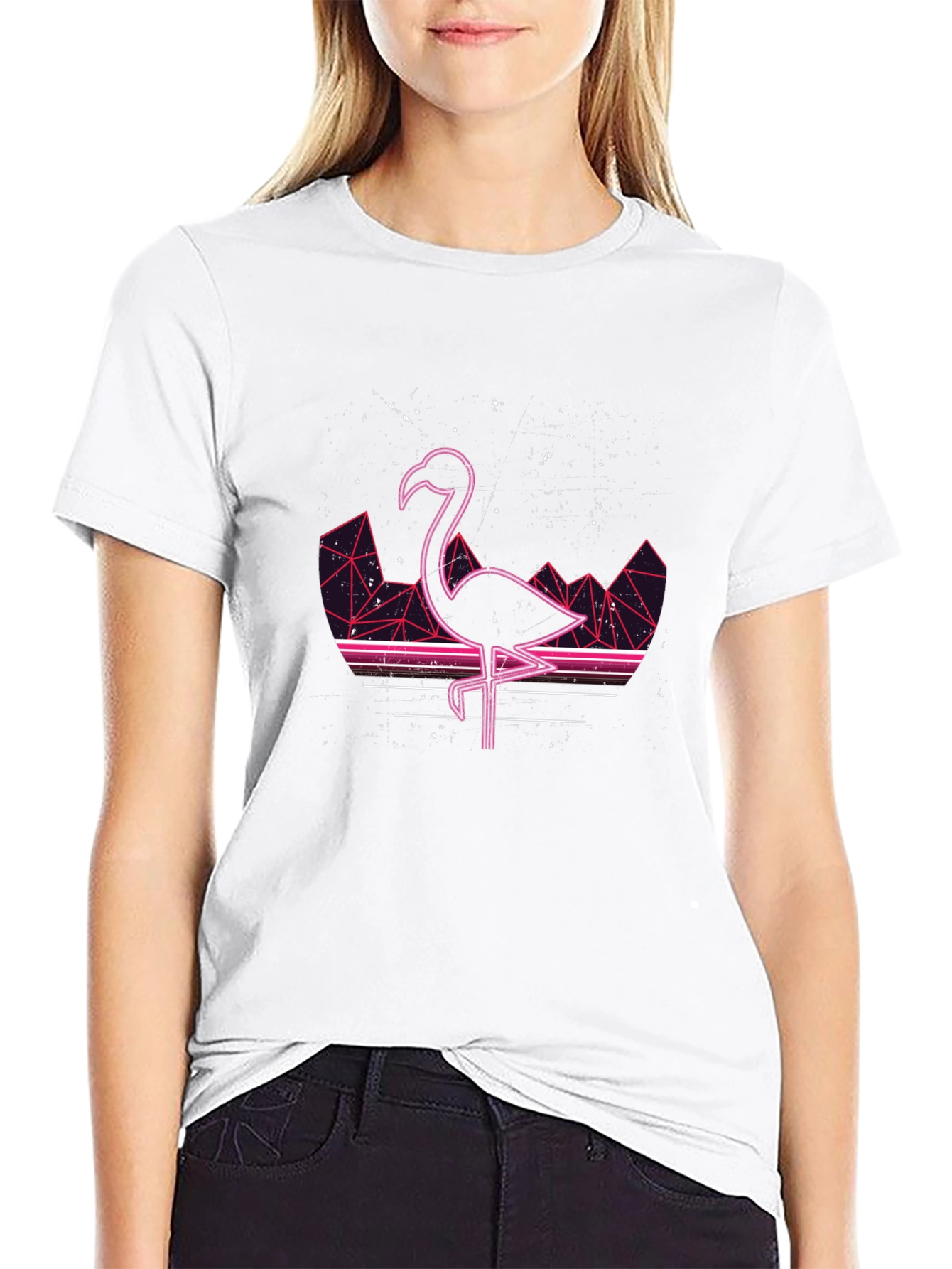 Retro Flamingo T-Shirt - Black