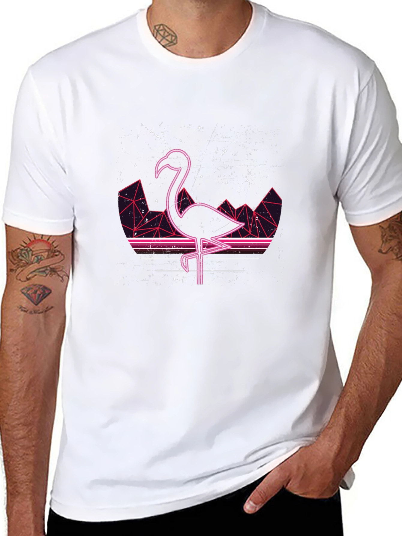 Retro Flamingo T-Shirt - Black