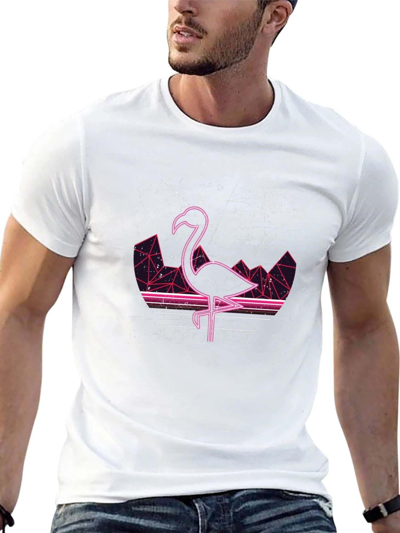 Retro Flamingo T-Shirt - Black