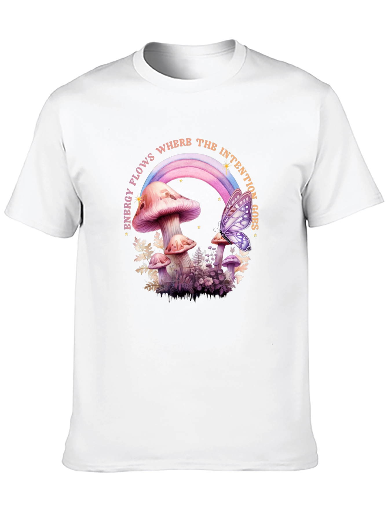 Mushroom Butterfly Energy Flow Graphic Tee