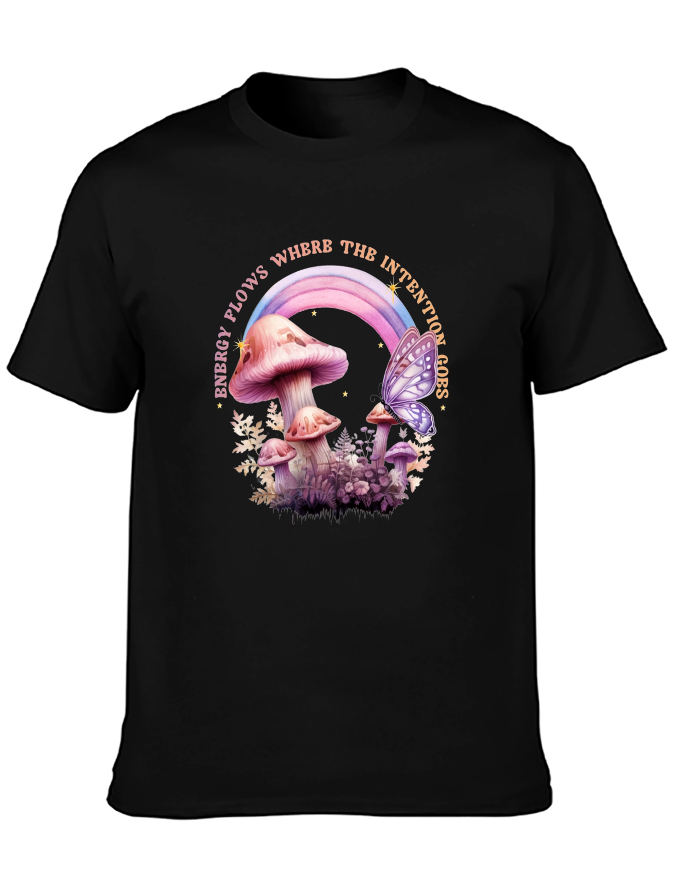 Mushroom Butterfly Energy Flow Graphic Tee