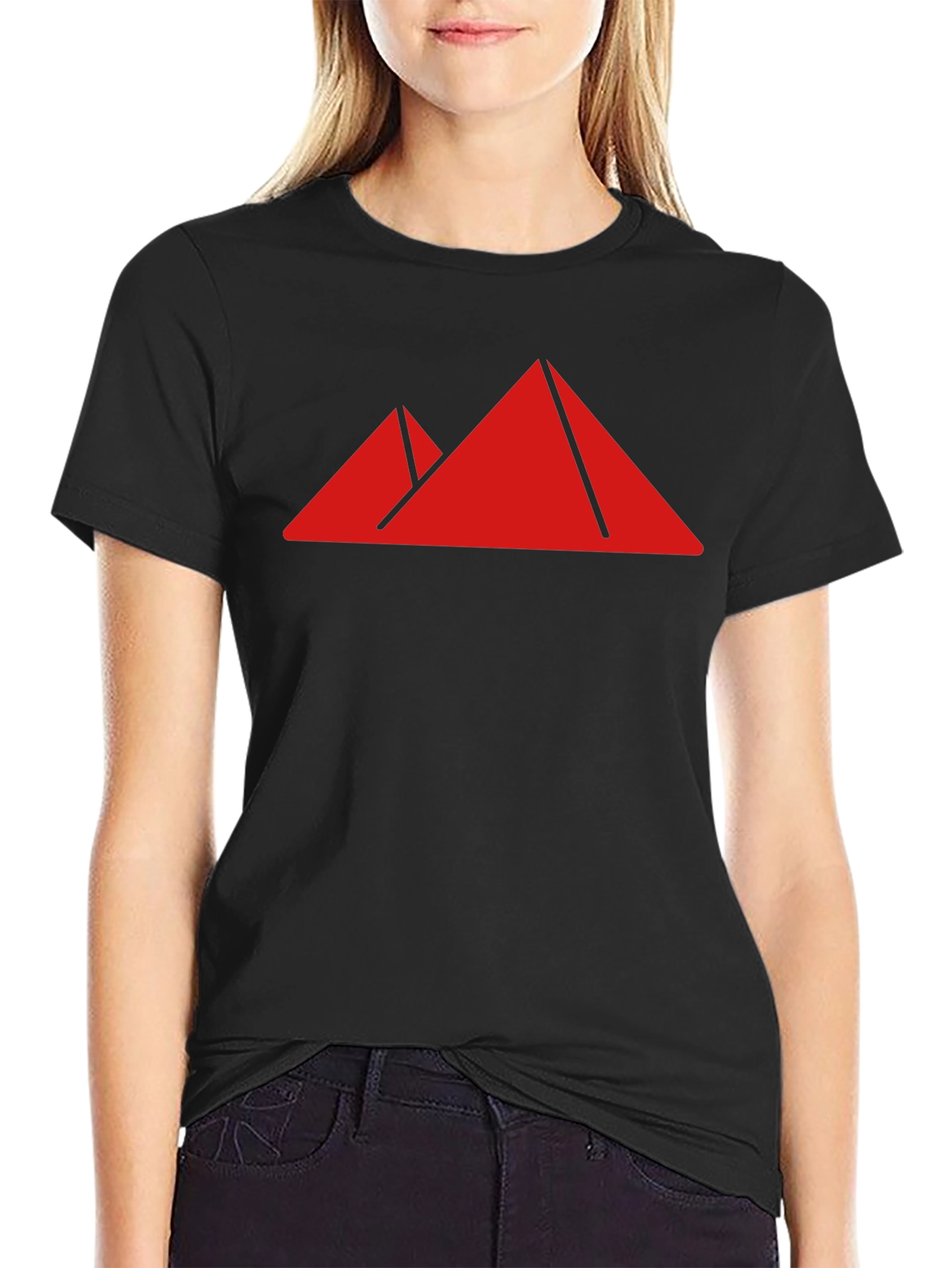 Geometric Pyramid Graphic Tee - Modern Black Shirt