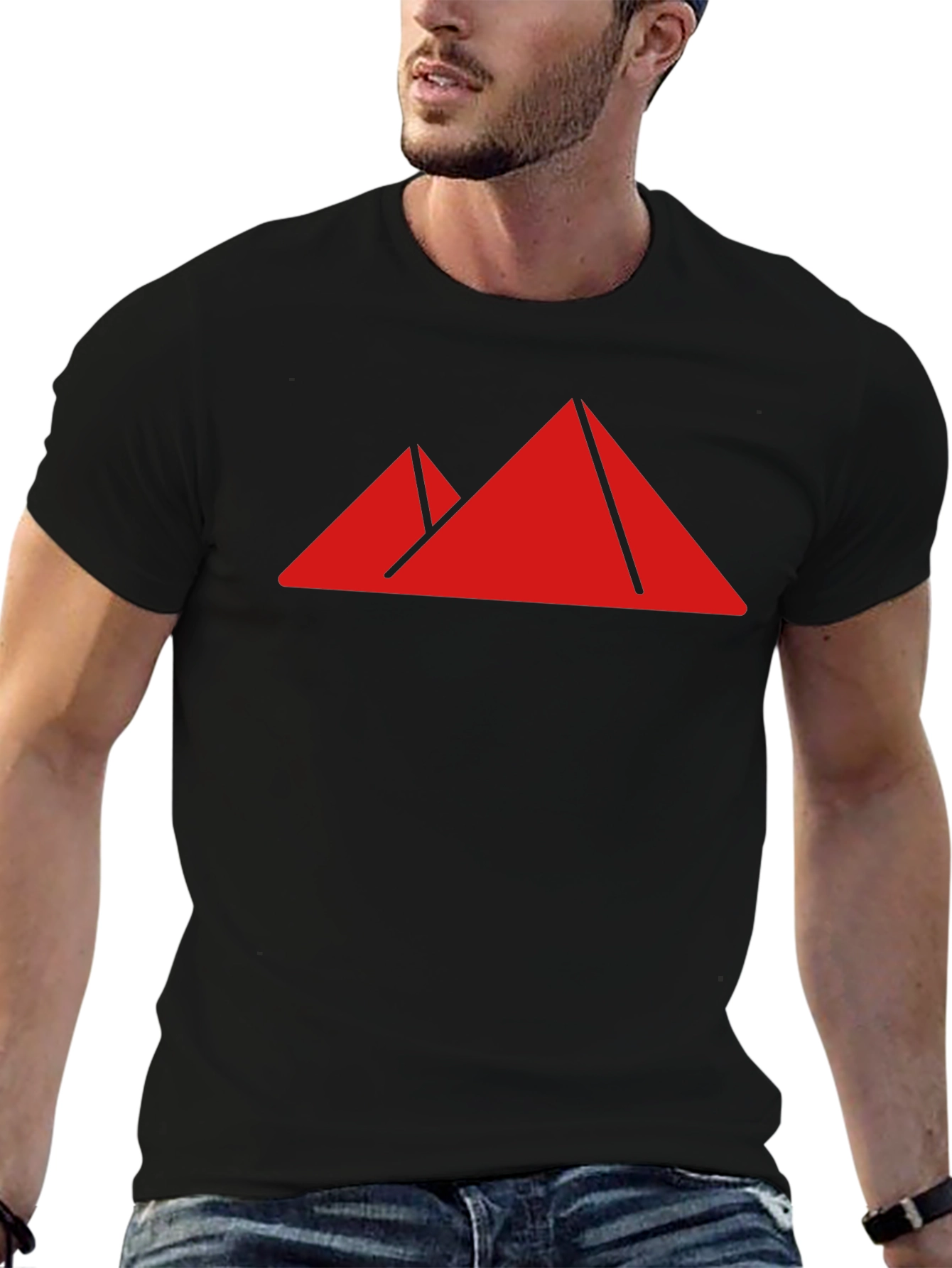 Geometric Pyramid Graphic Tee - Modern Black Shirt