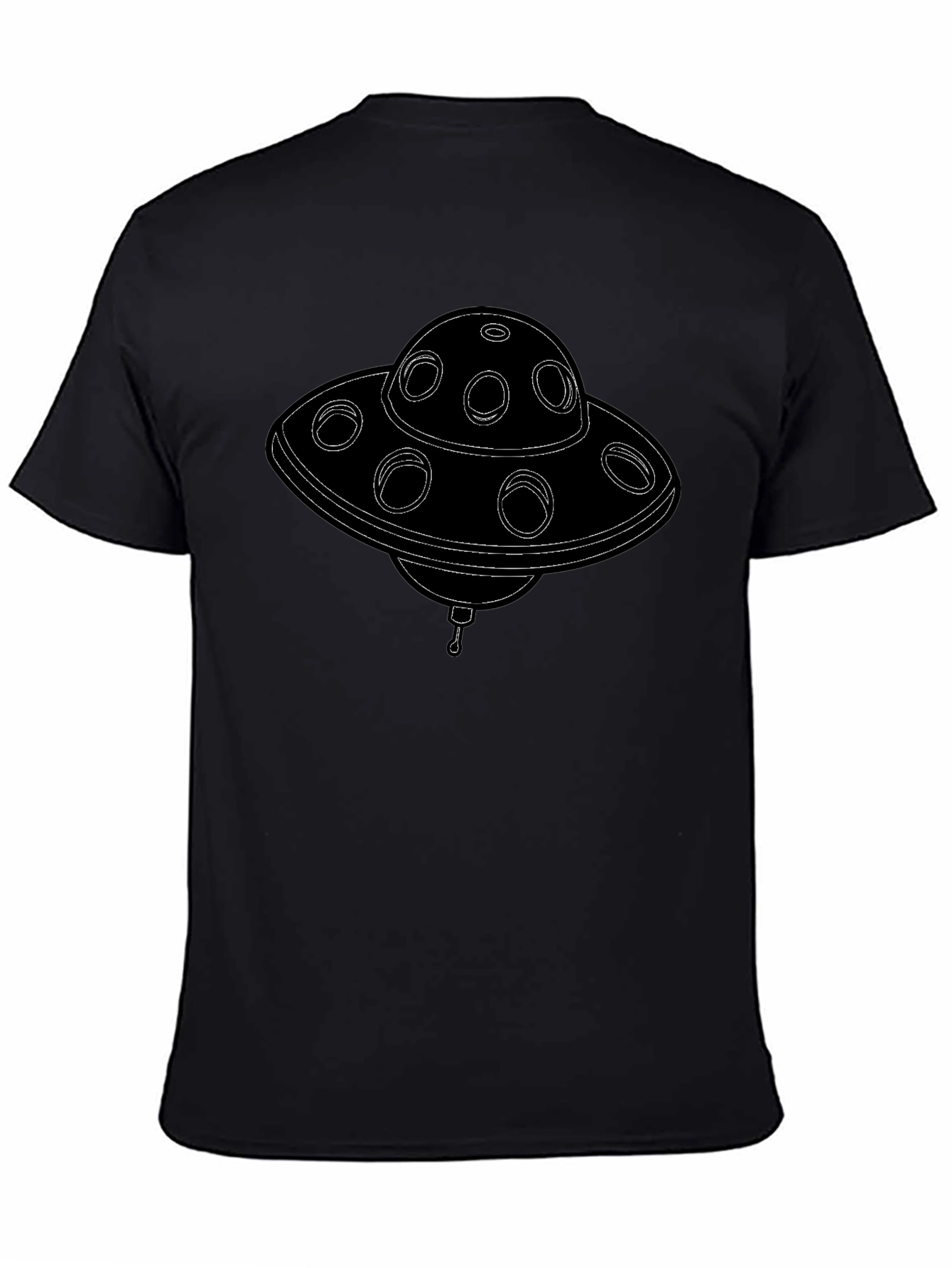 UFO Graphic T-Shirt - Black Sci-Fi Style