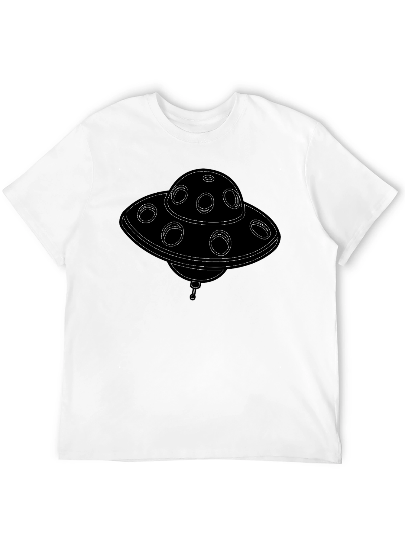 UFO Graphic T-Shirt - Black Sci-Fi Style
