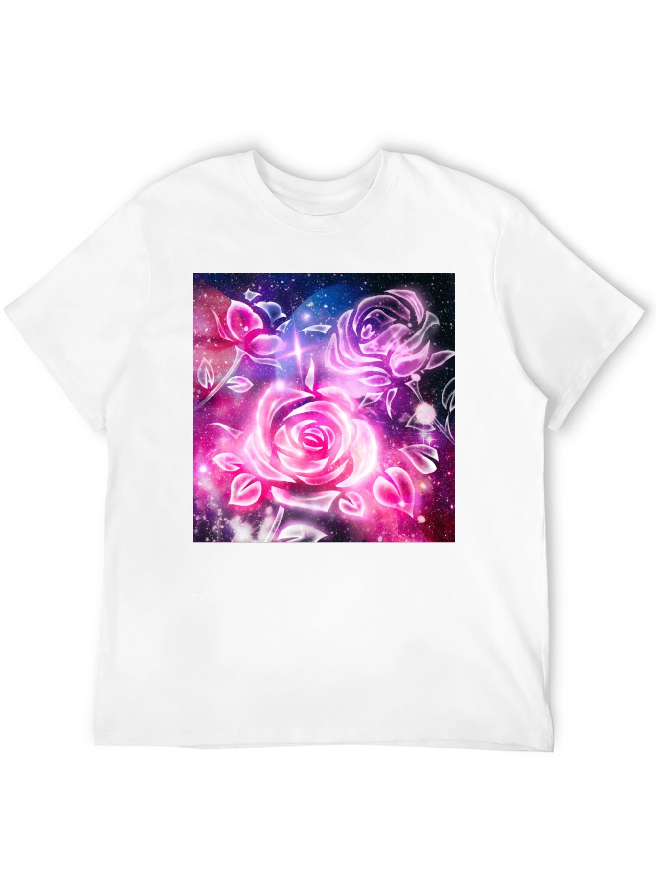 Galaxy Rose Graphic Tee - Cosmic Floral Design