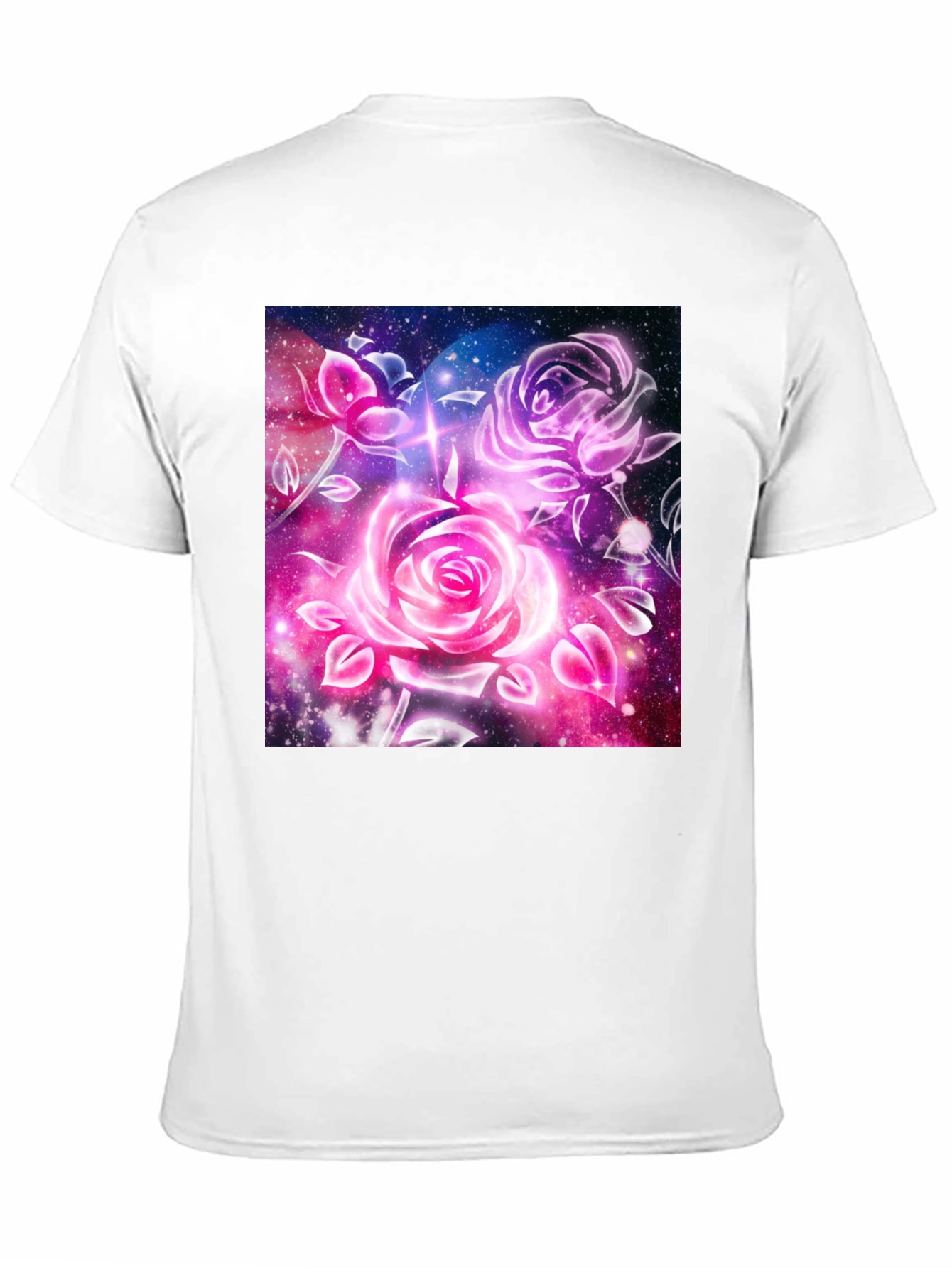 Galaxy Rose Graphic Tee - Cosmic Floral Design