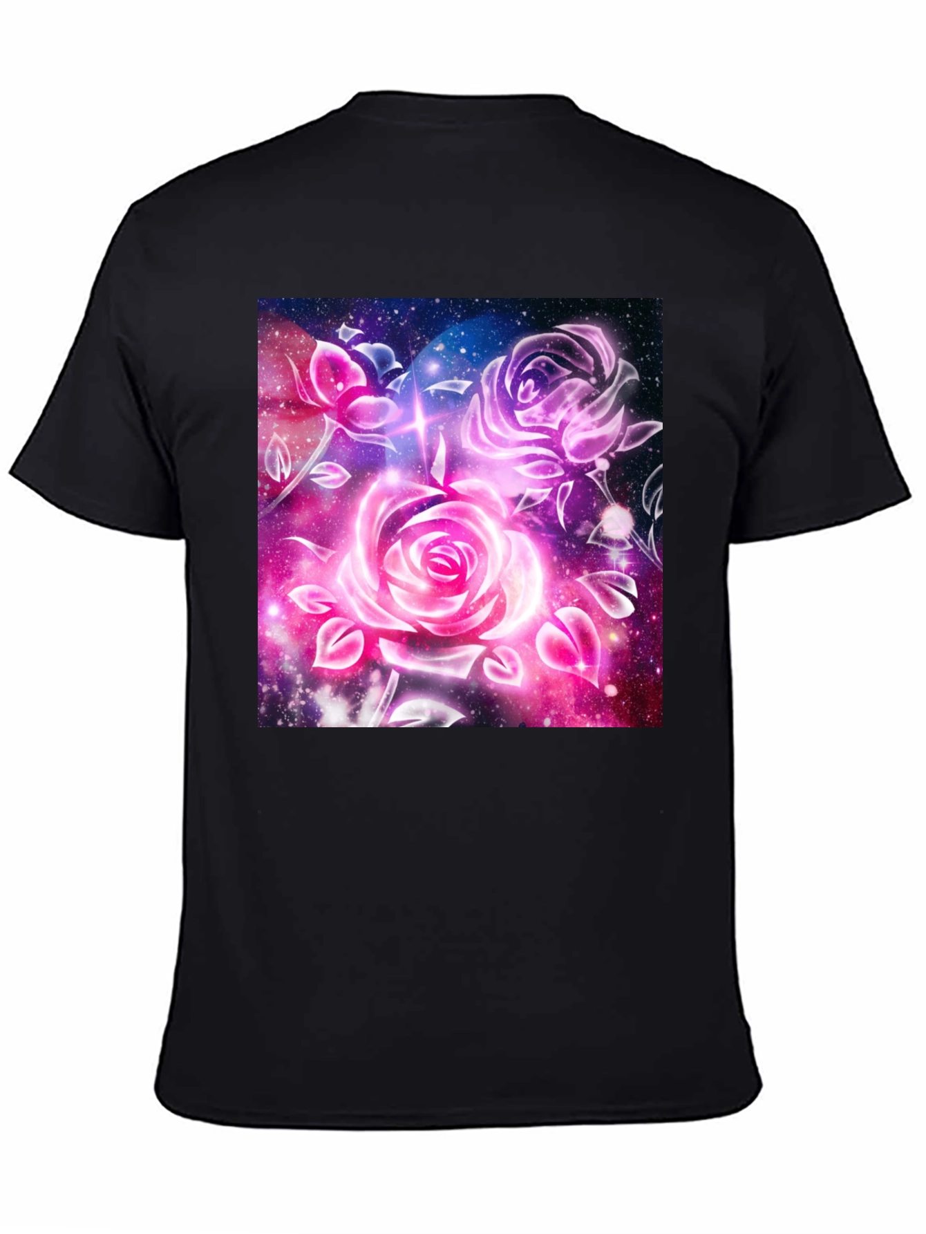 Galaxy Rose Graphic Tee - Cosmic Floral Design