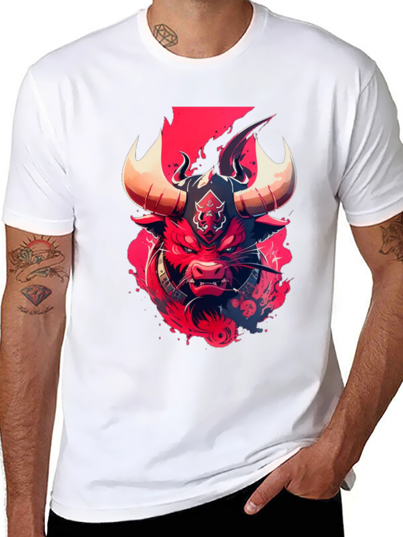 Fiery Bull Graphic Tee - Bold Edgy Design