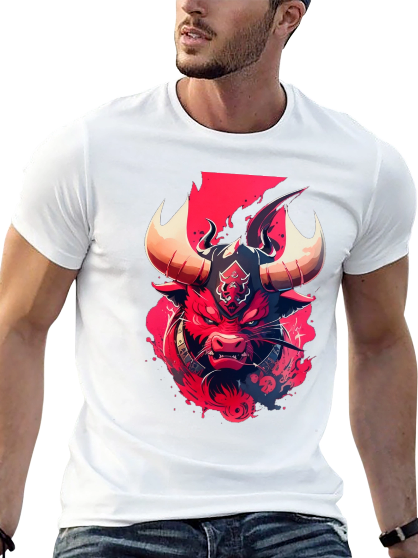 Fiery Bull Graphic Tee - Bold Edgy Design
