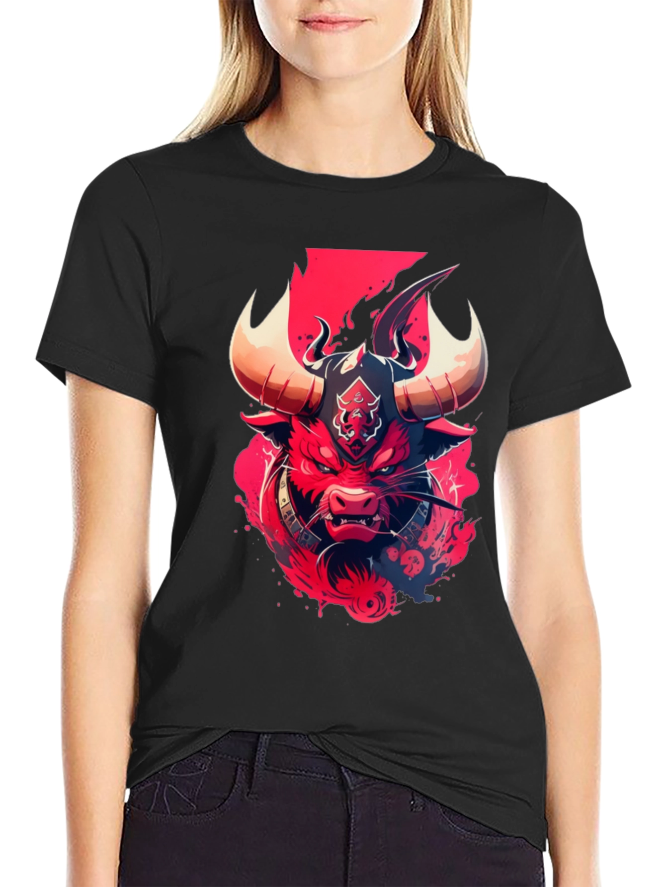 Fiery Bull Graphic Tee - Bold Edgy Design