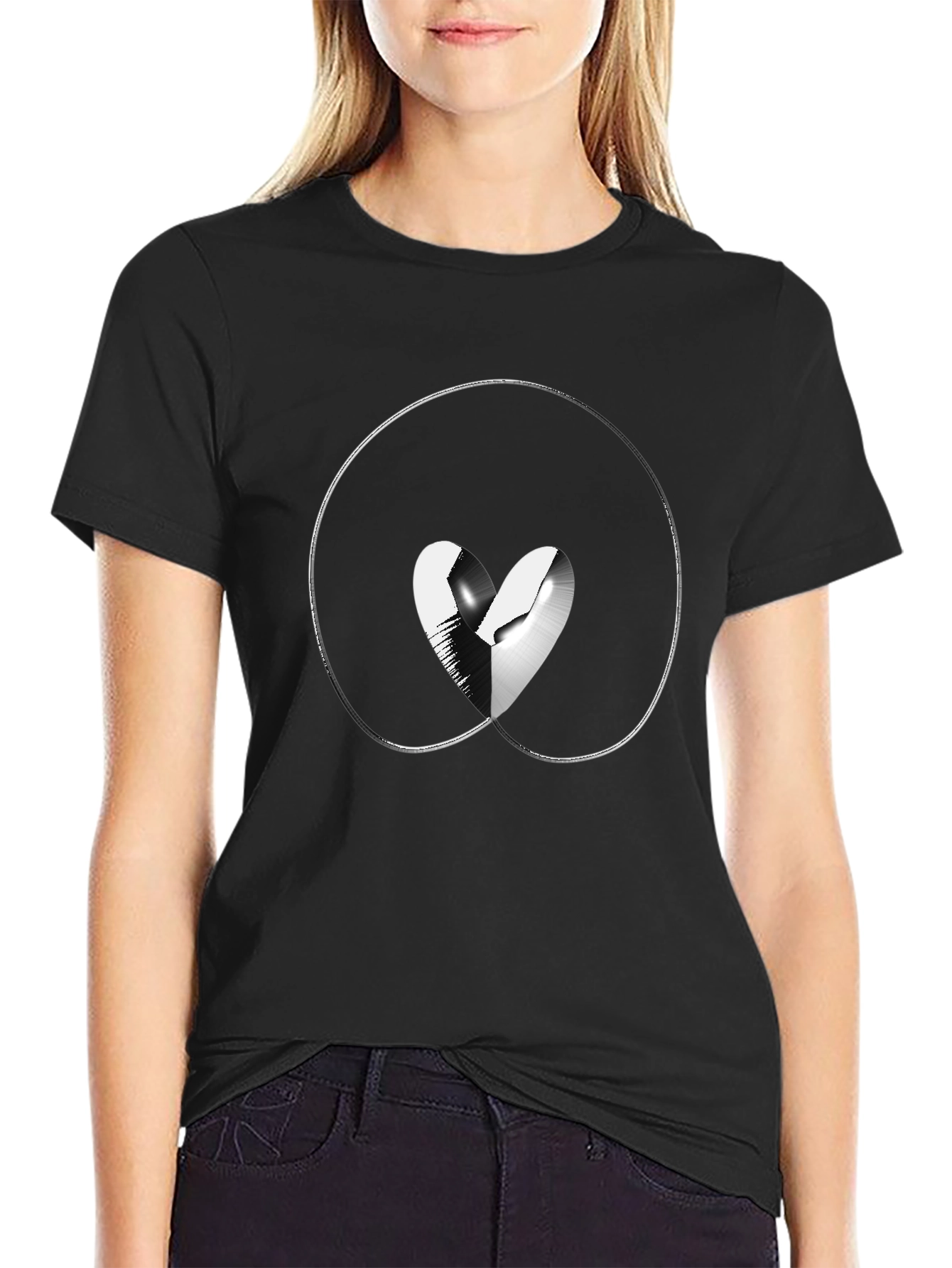 Broken Heart Graphic Black T-Shirt