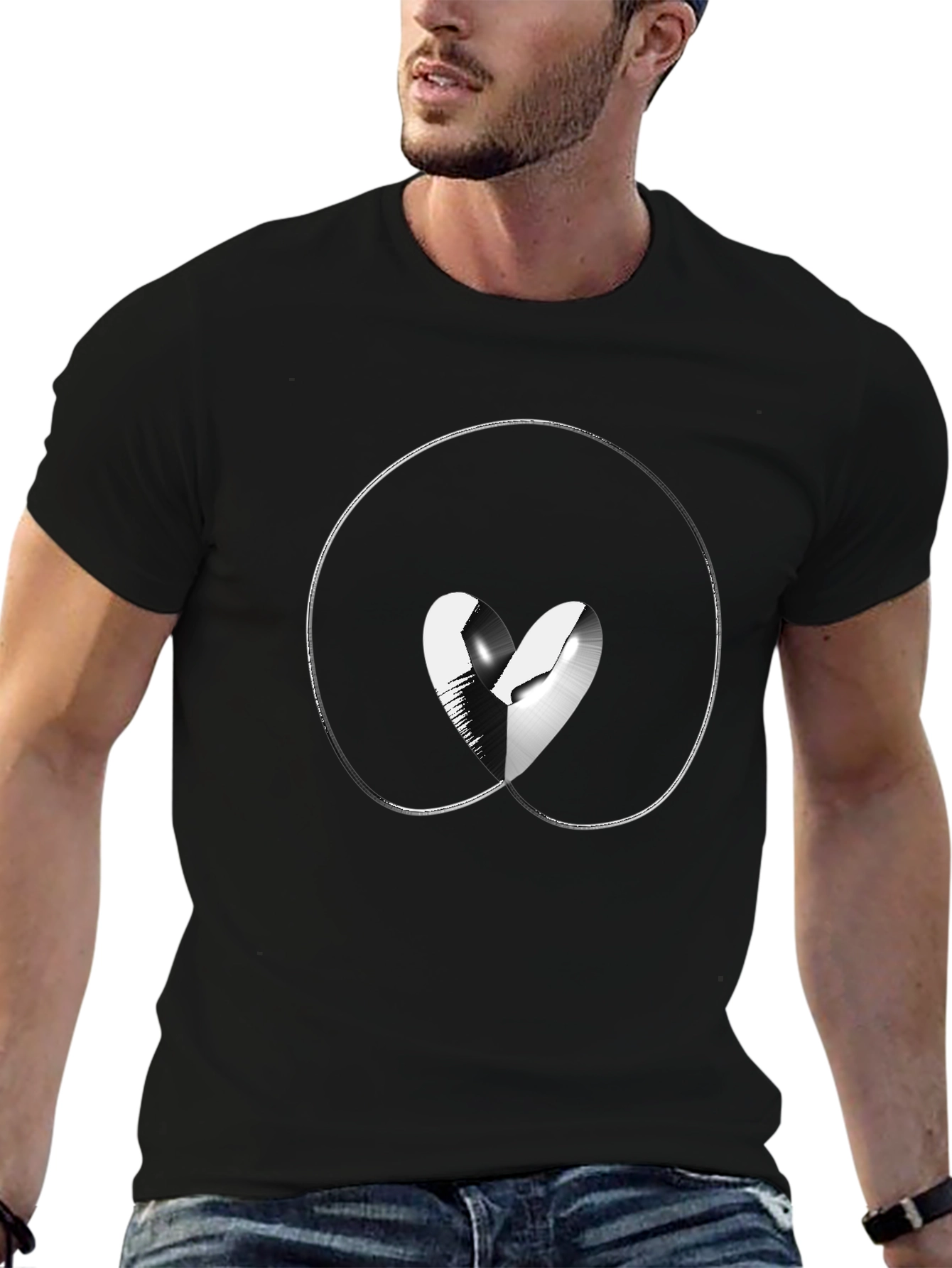 Broken Heart Graphic Black T-Shirt